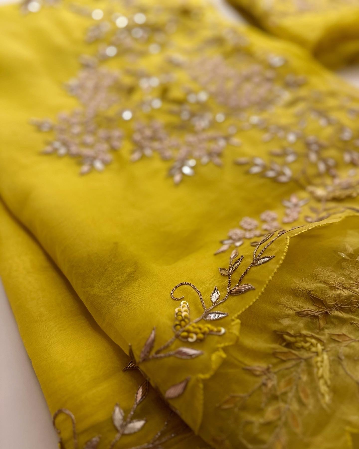 Sunshine Yellow pure Organza saree