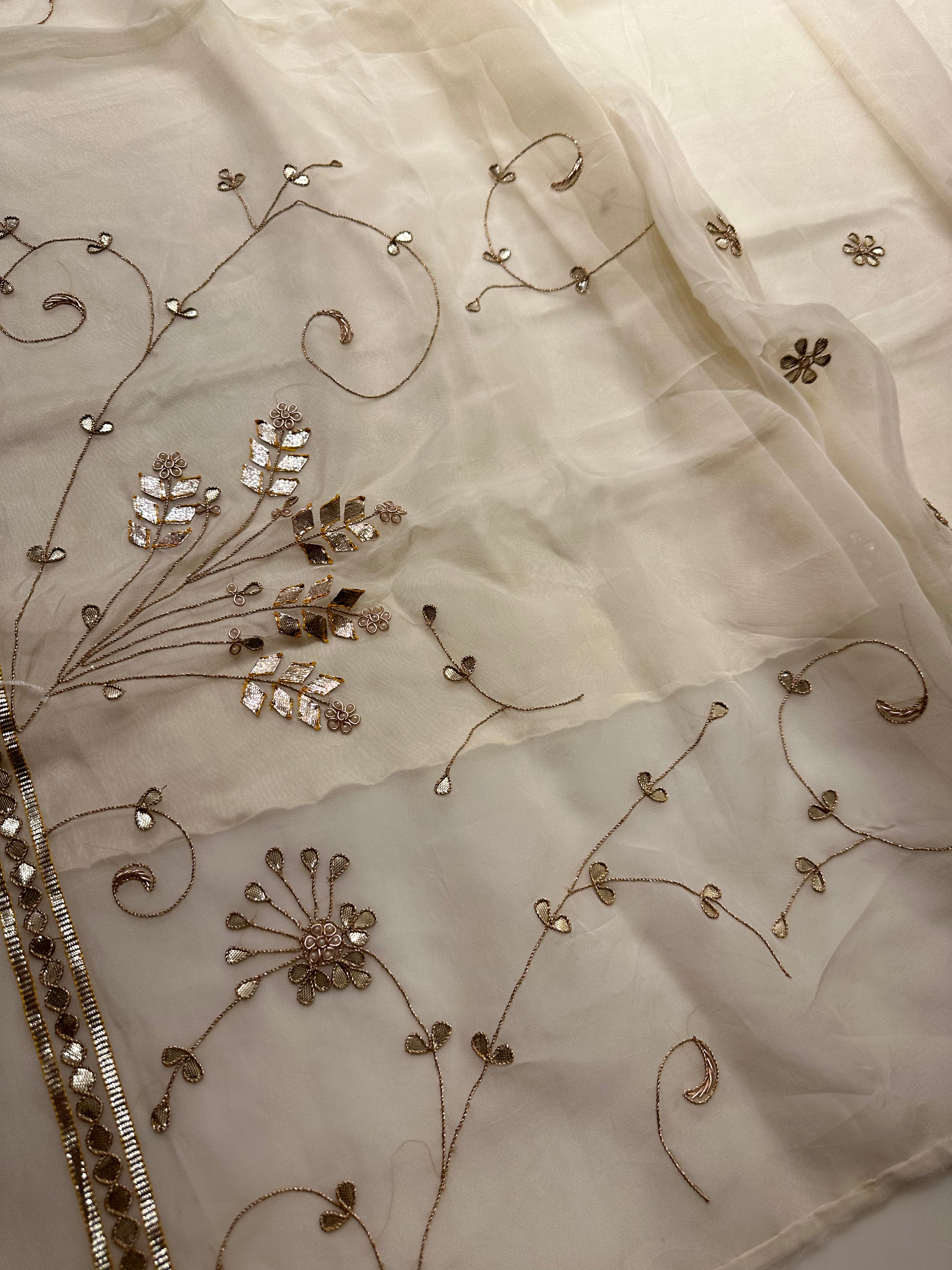 Padmini Cream organza saree
