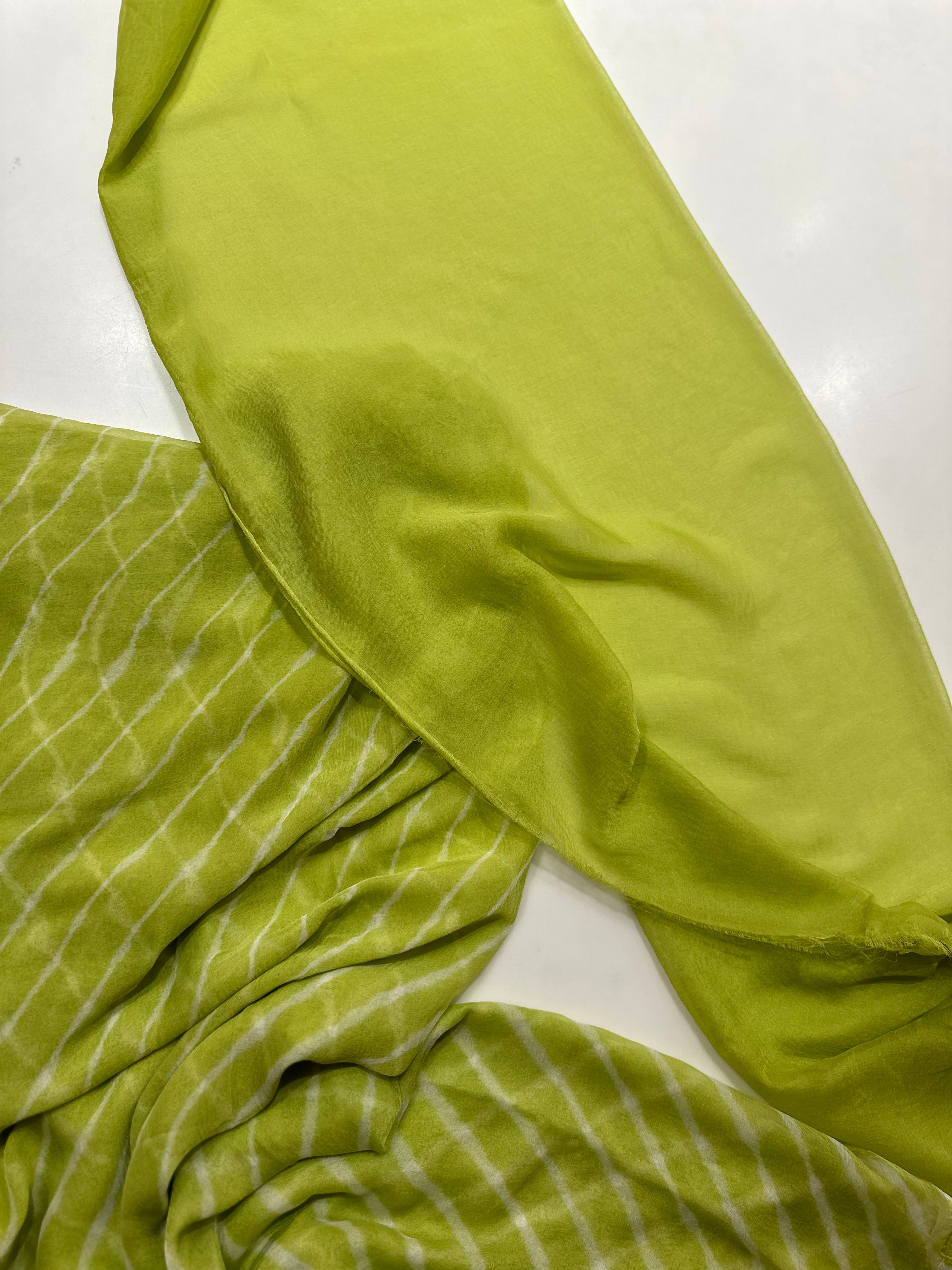 Light Green Lehriya saree