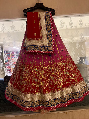 Jaipuri Lehenga With Shibori Print on Uppada Silk Fabric With Dupatta and  Unstitched Blouse, Bridal Gotta Patti Lehenga Choli,valentine Gift - Etsy