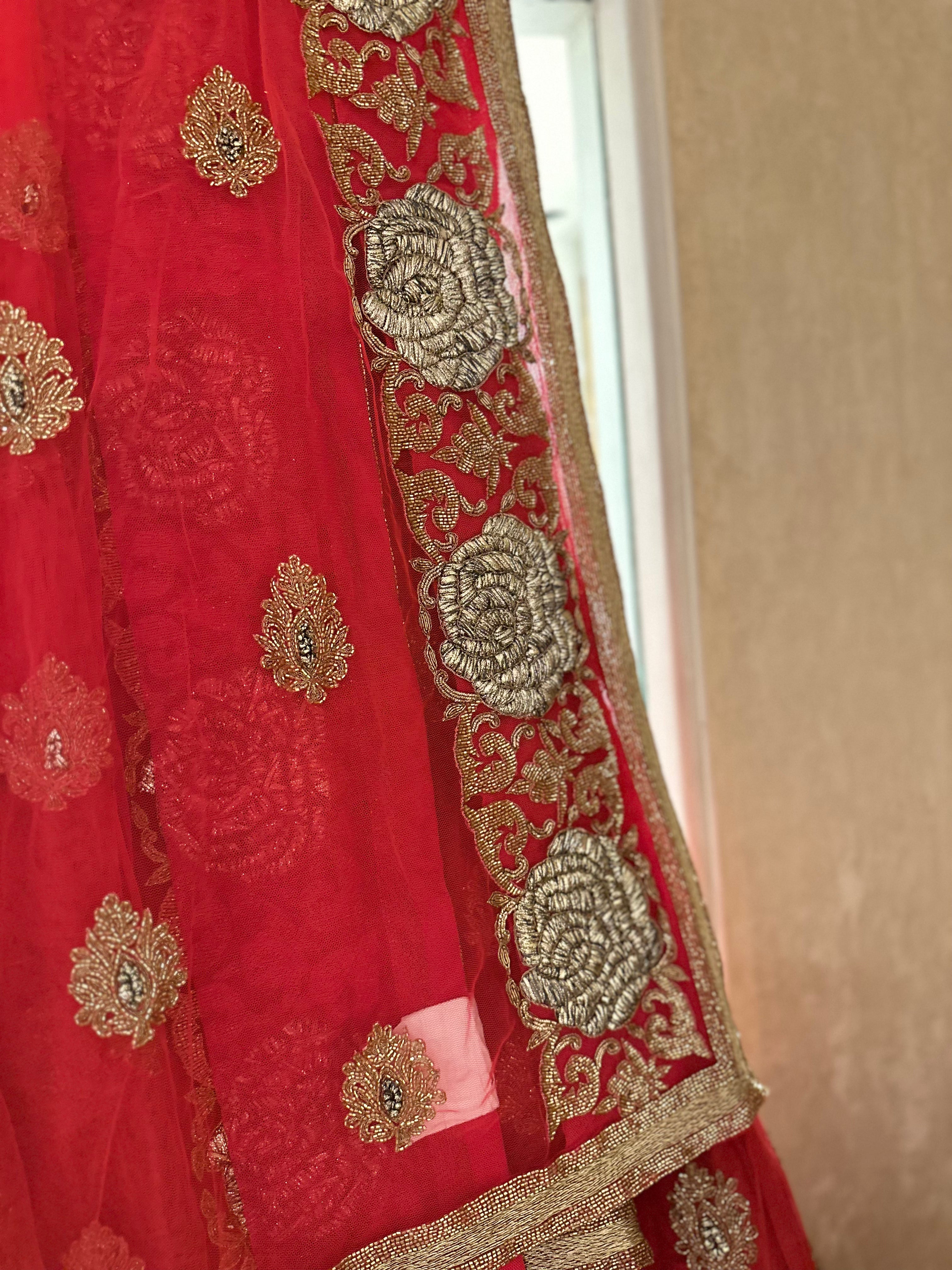 Handwork heavy net lehenga set
