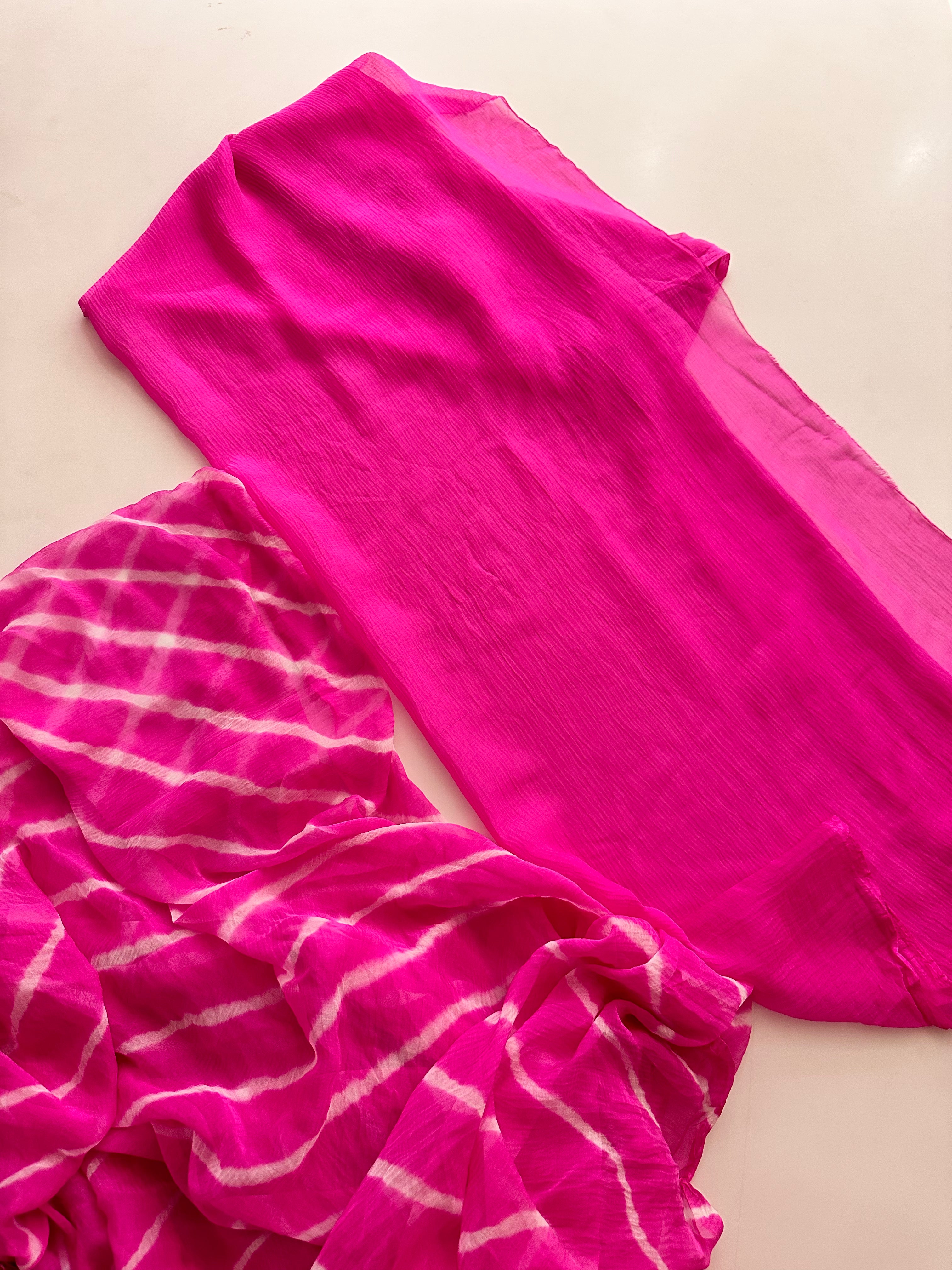 Ice Cream Pink Lehriya saree