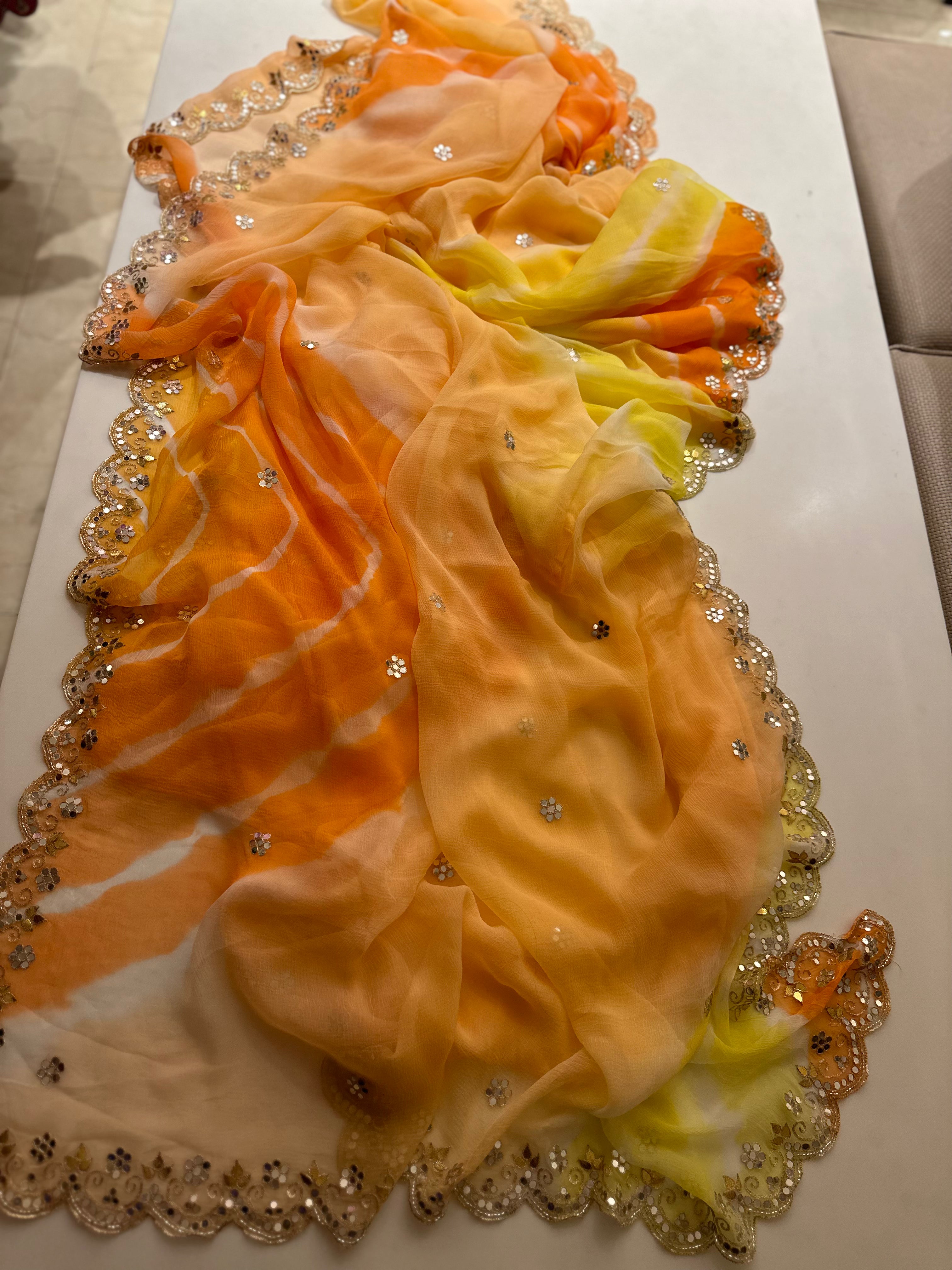 Lehriya chiffon saree