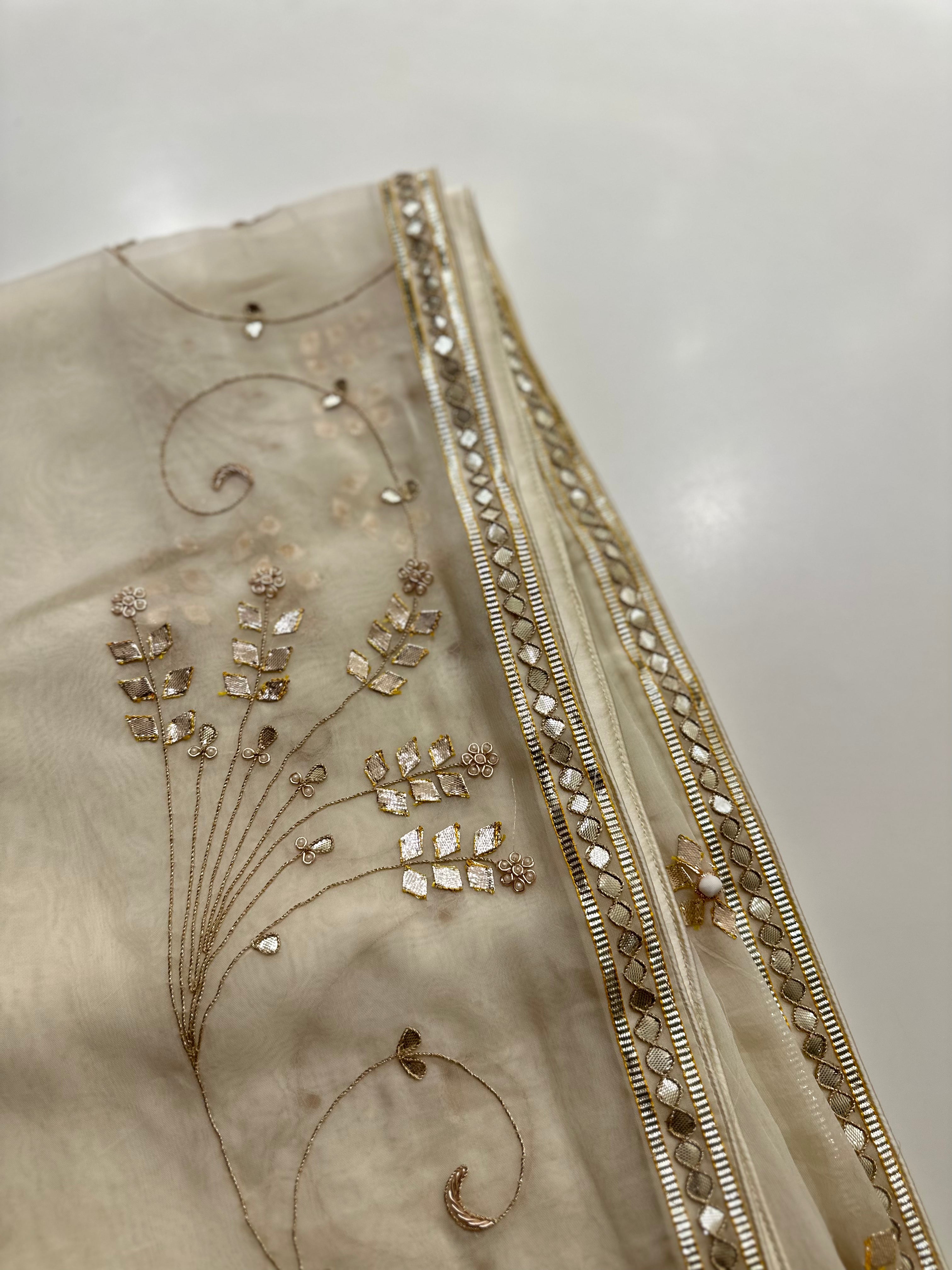 Padmini Cream organza saree