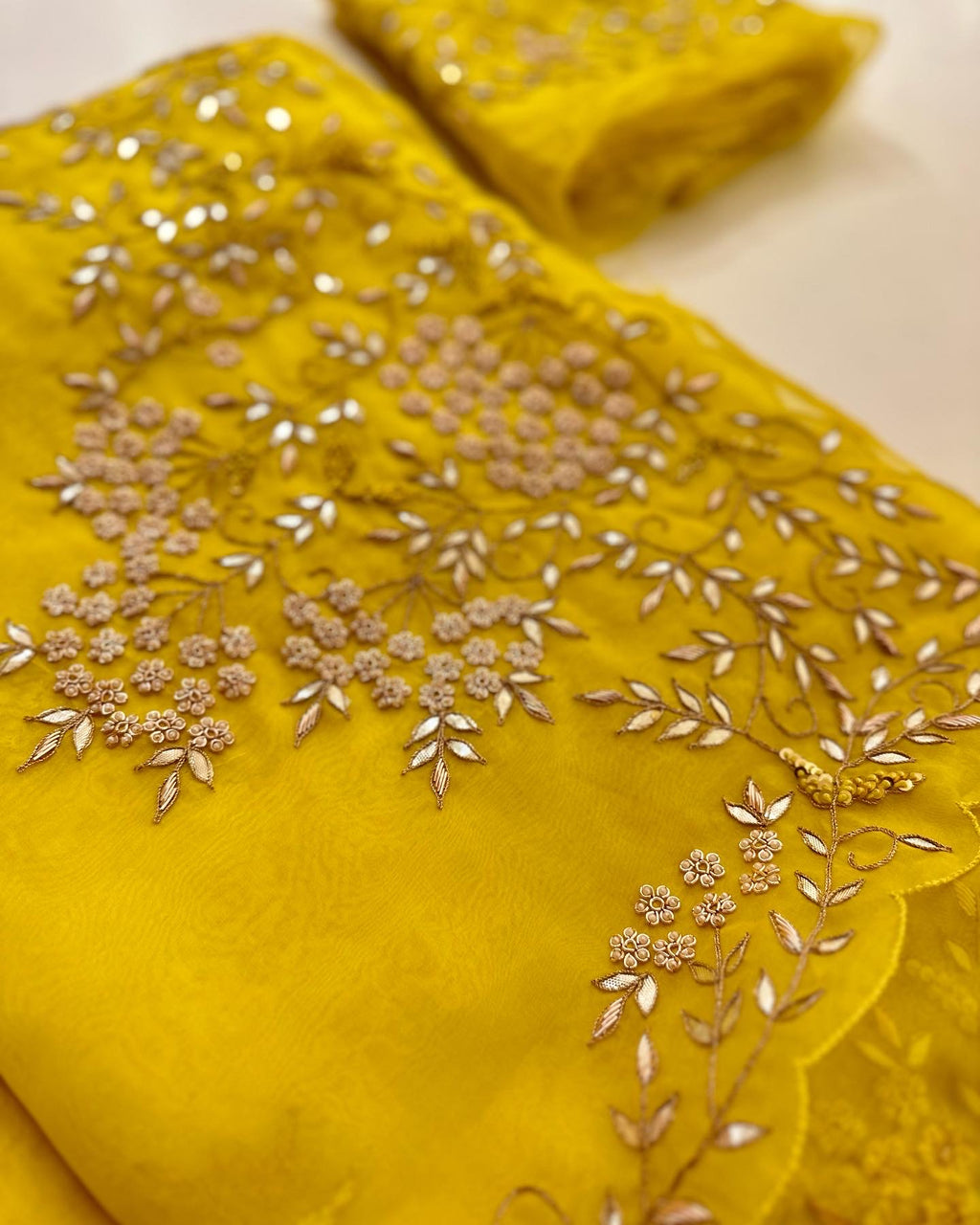 Sunshine Yellow pure Organza saree