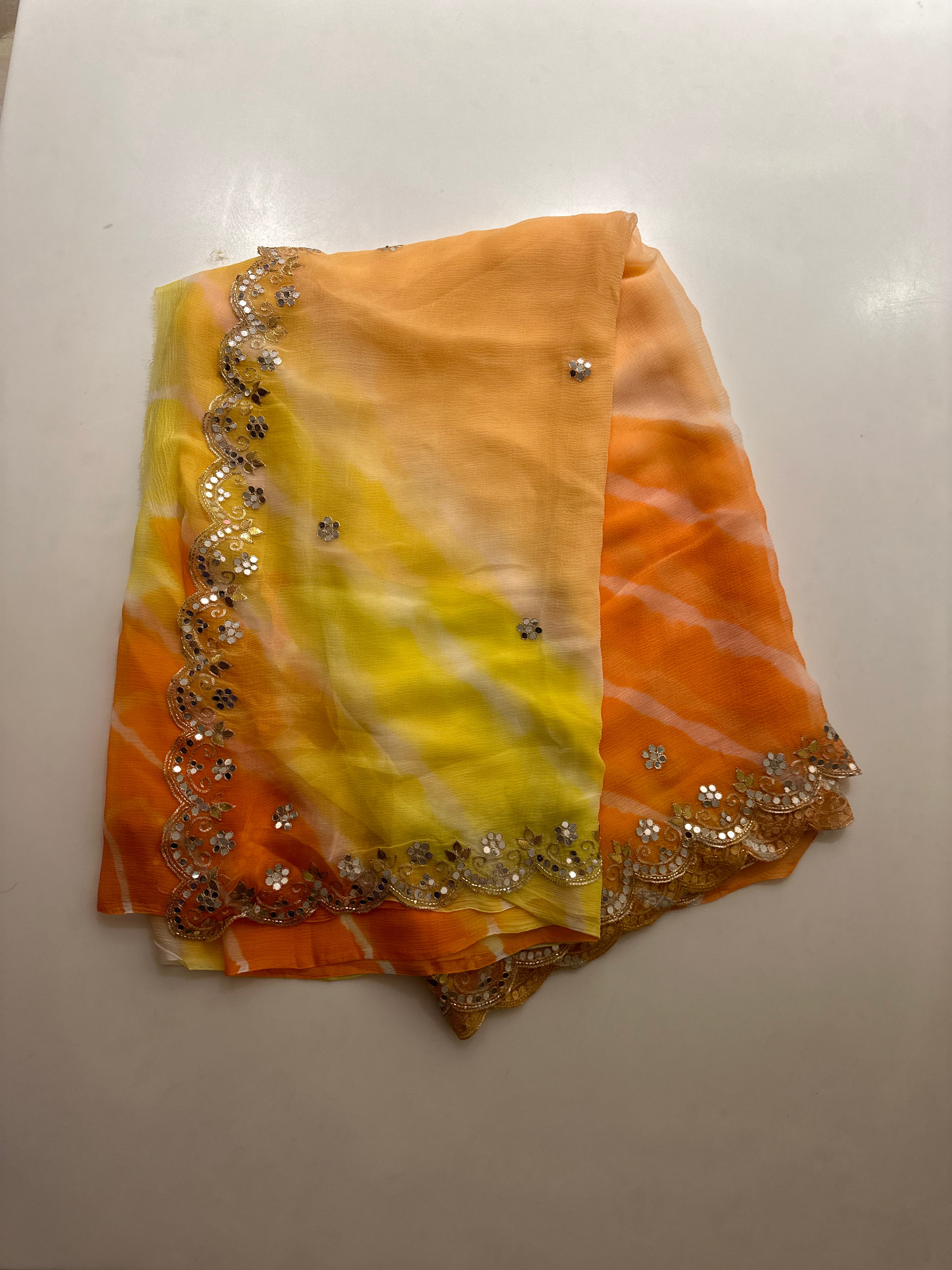 Lehriya chiffon saree