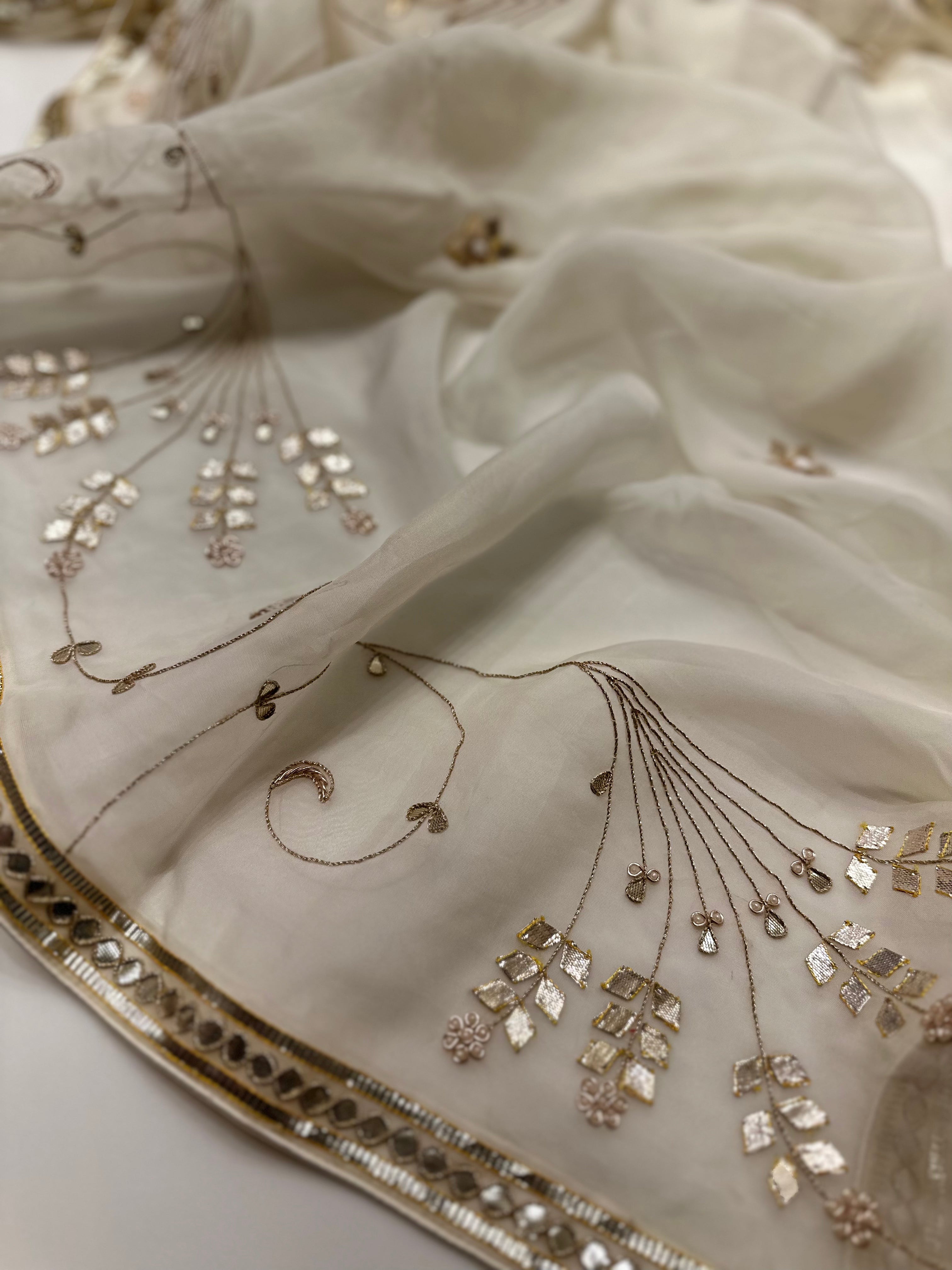 Padmini Cream organza saree