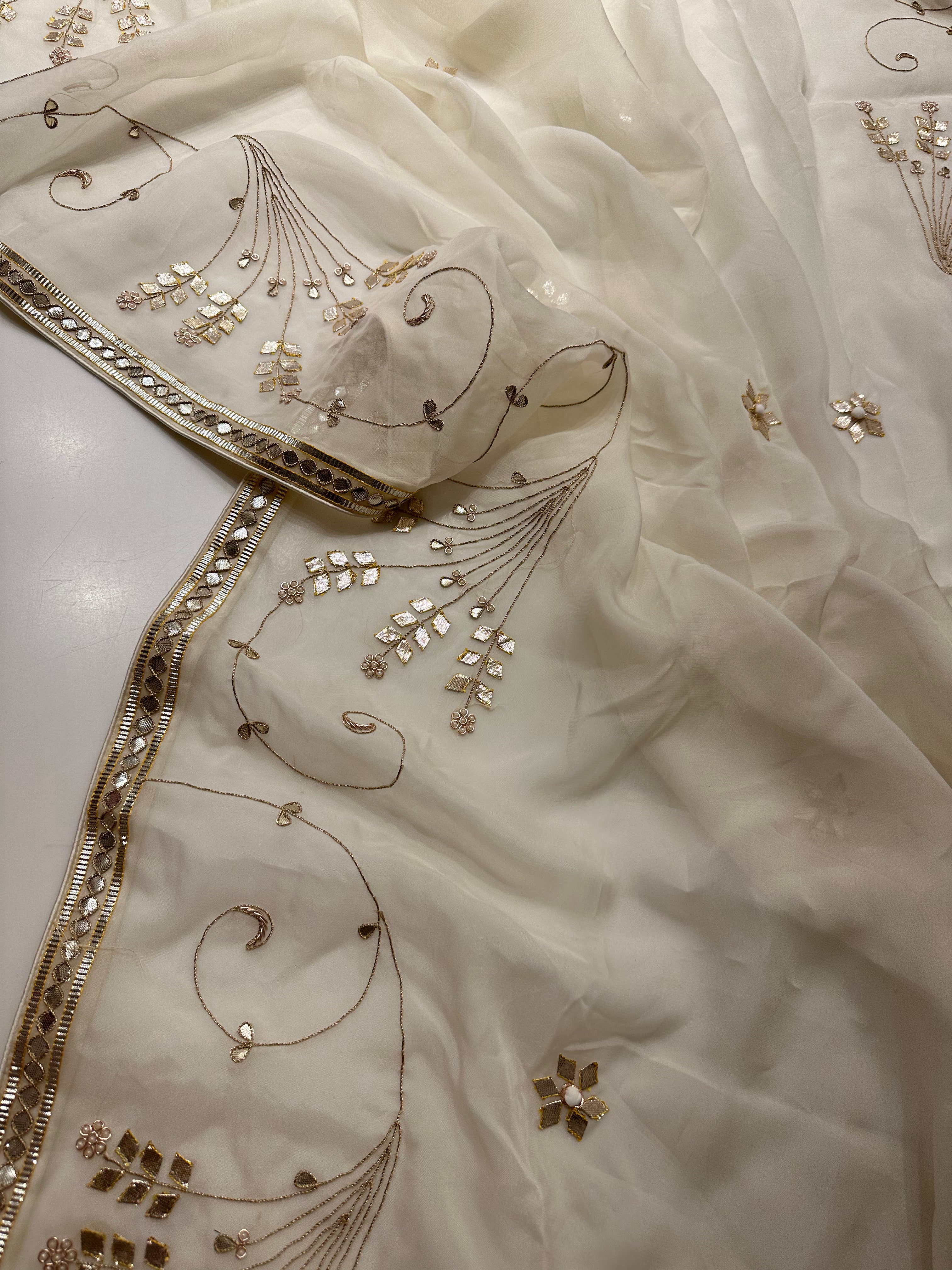 Padmini Cream organza saree