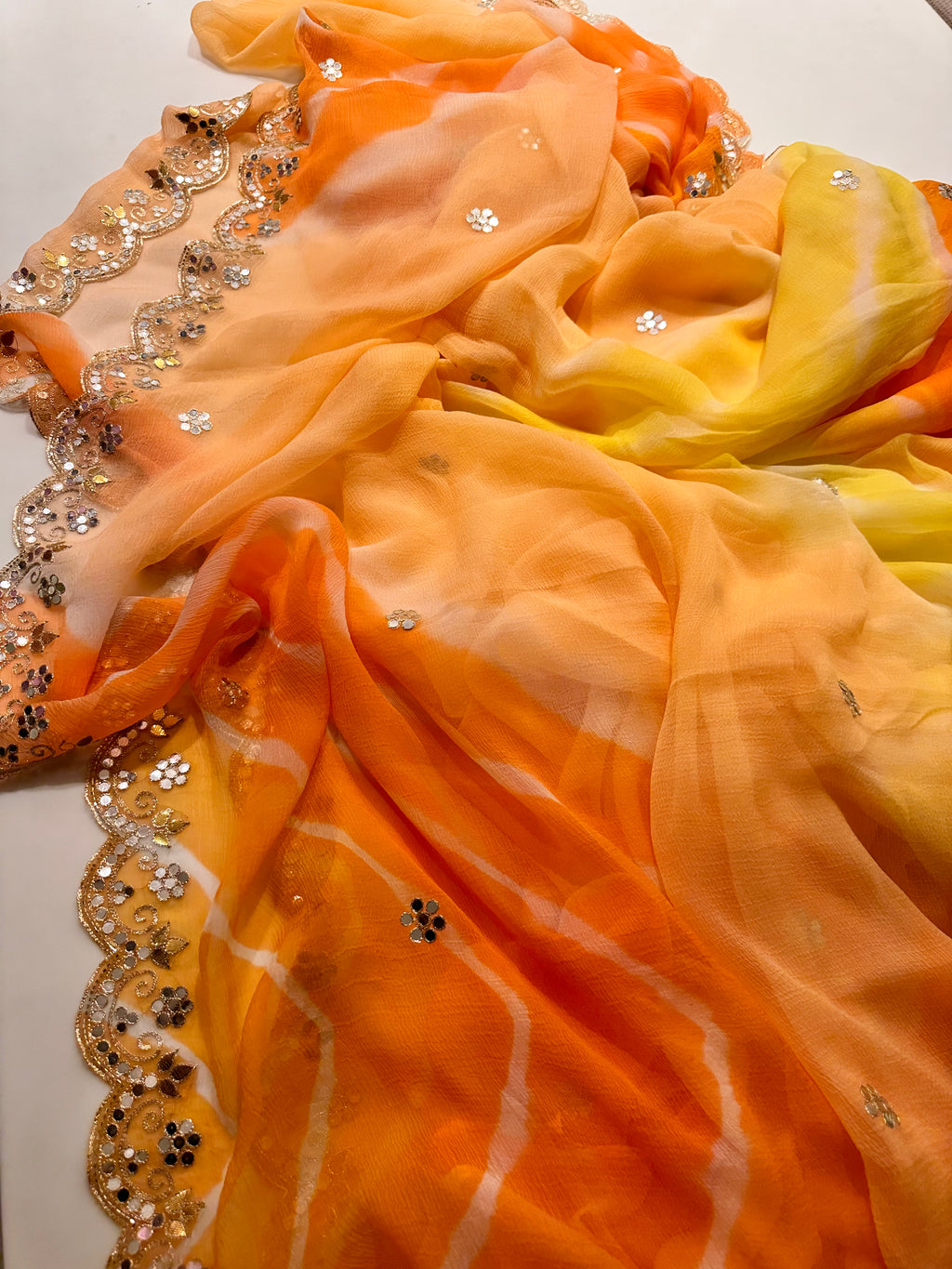 Lehriya chiffon saree