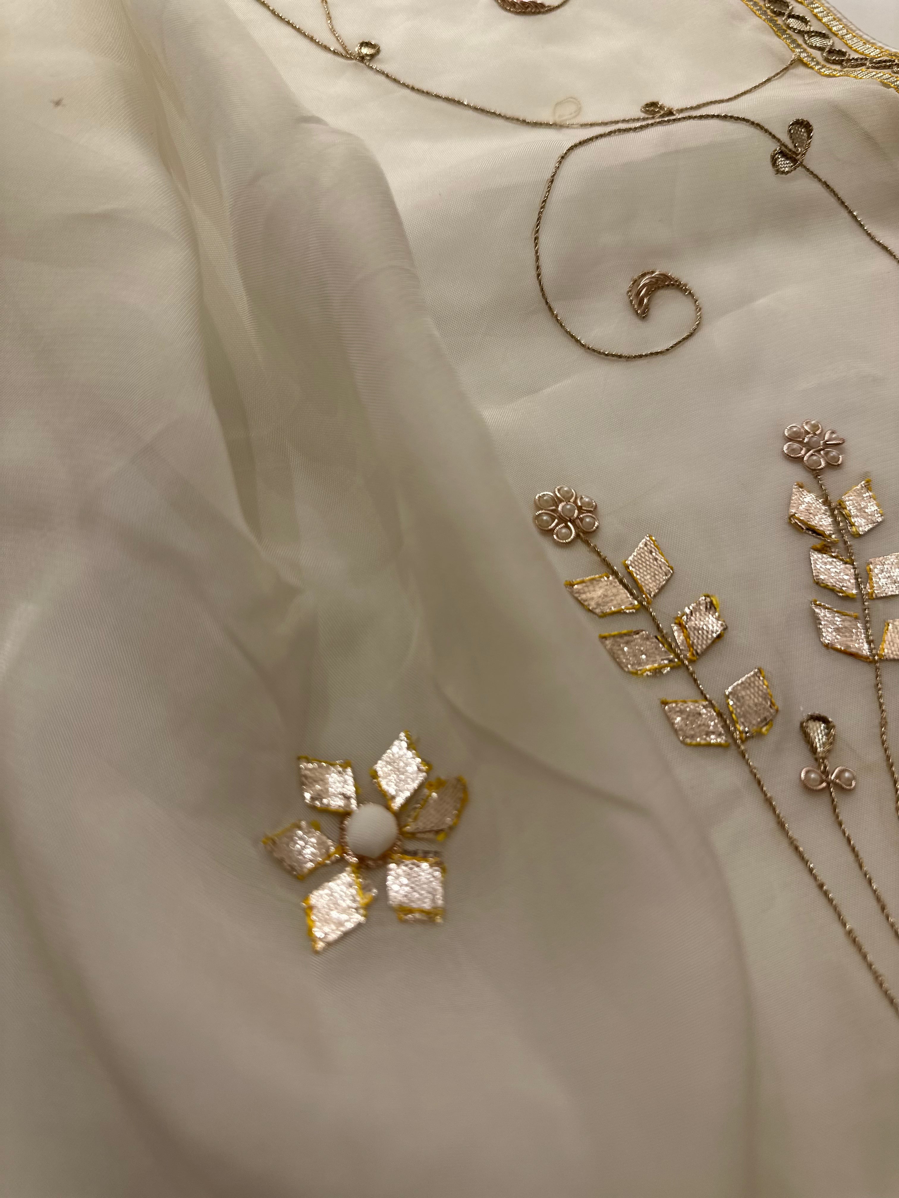 Padmini Cream organza saree