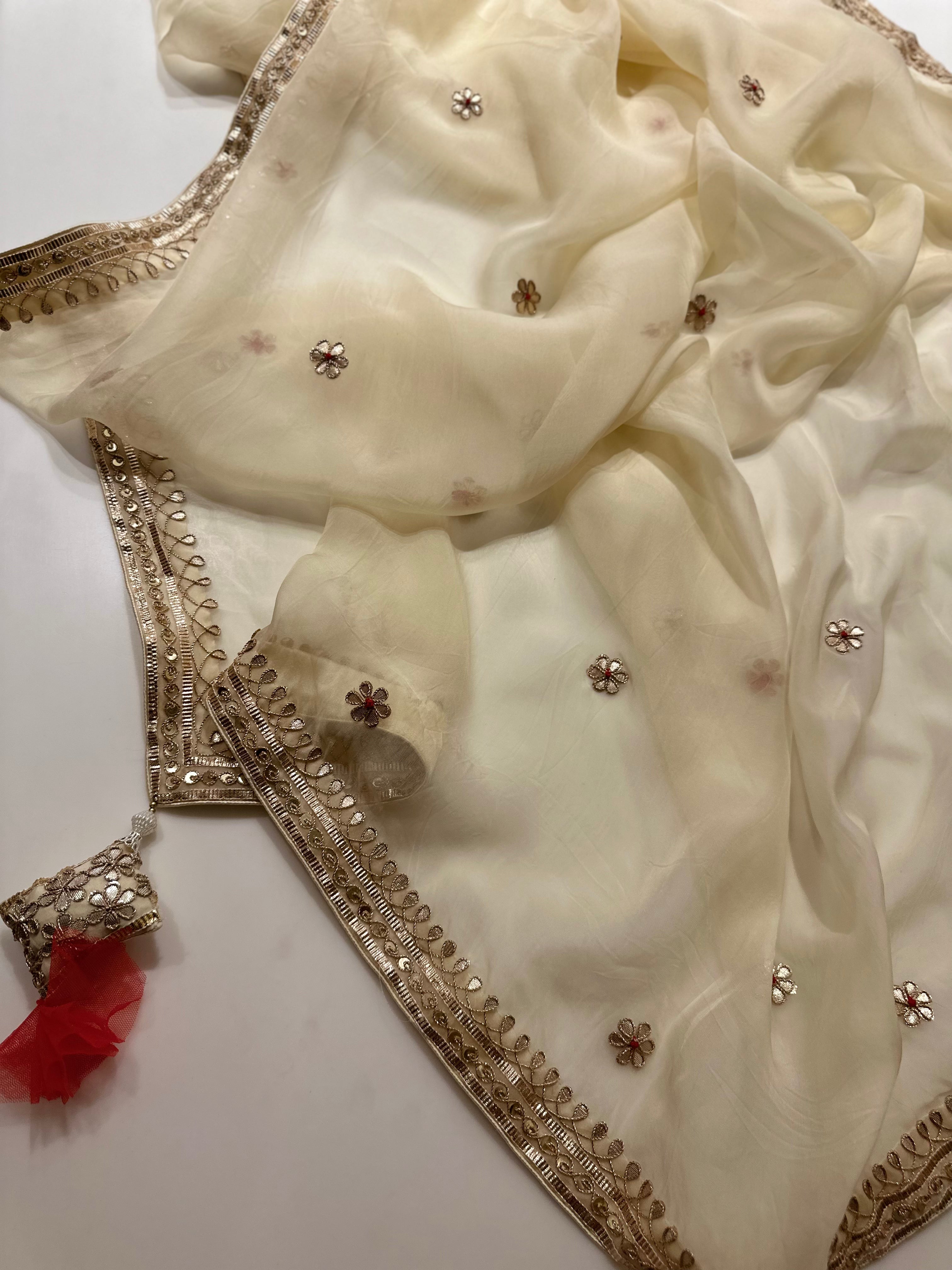 Fine handwork gotapatti saree