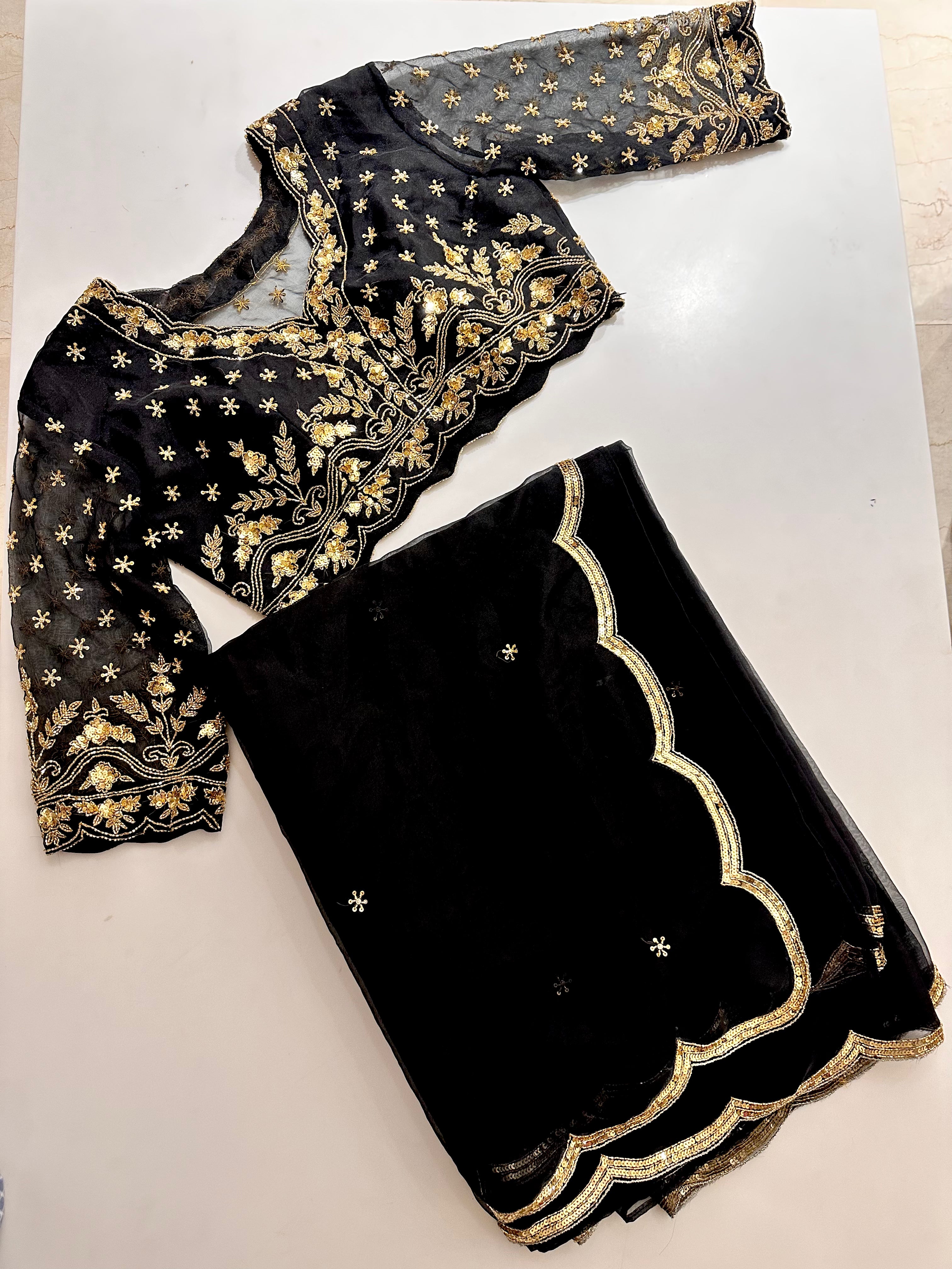 Biscotti Gold organza handwork saree