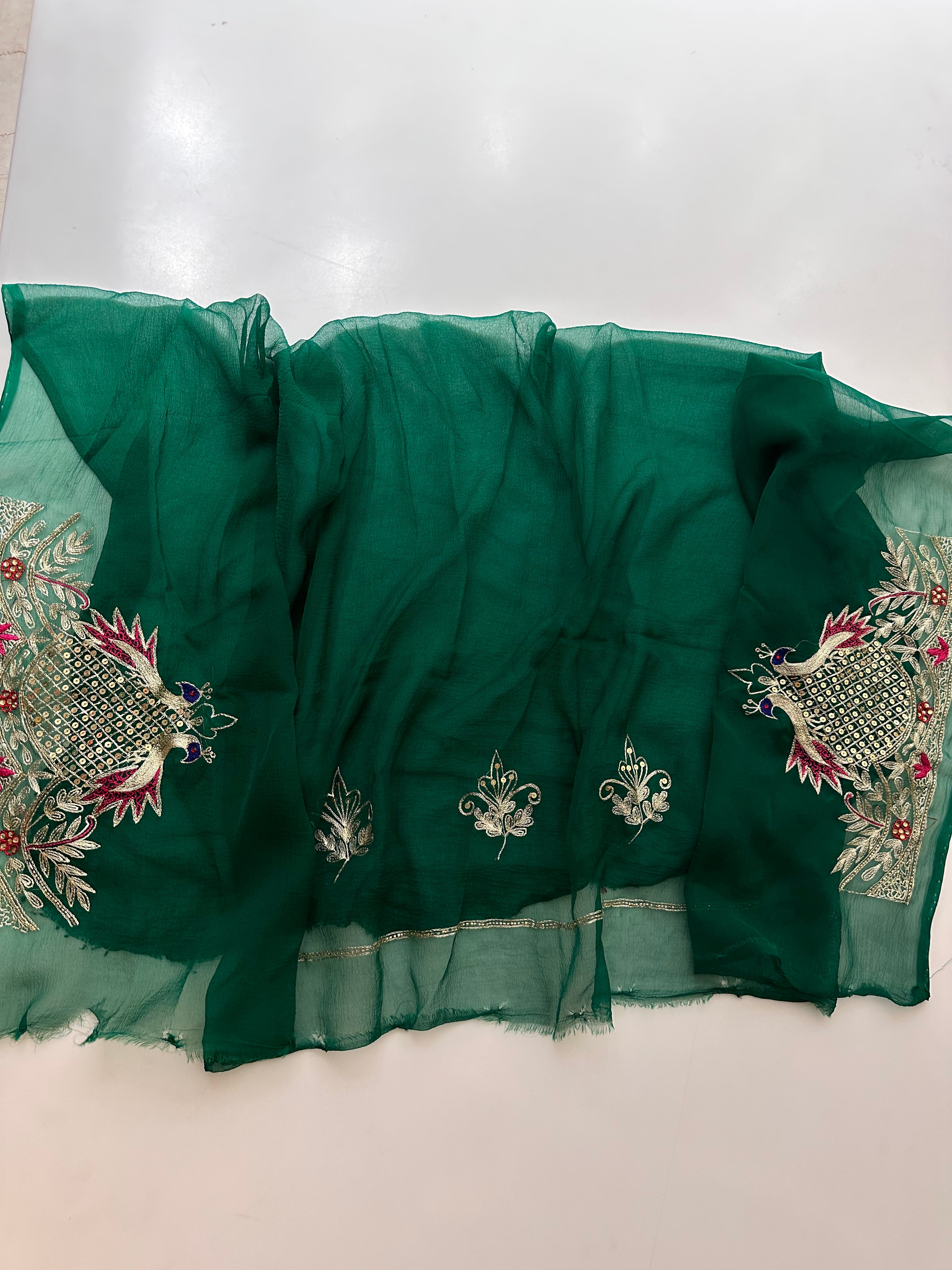 Emerald green rajputi saree