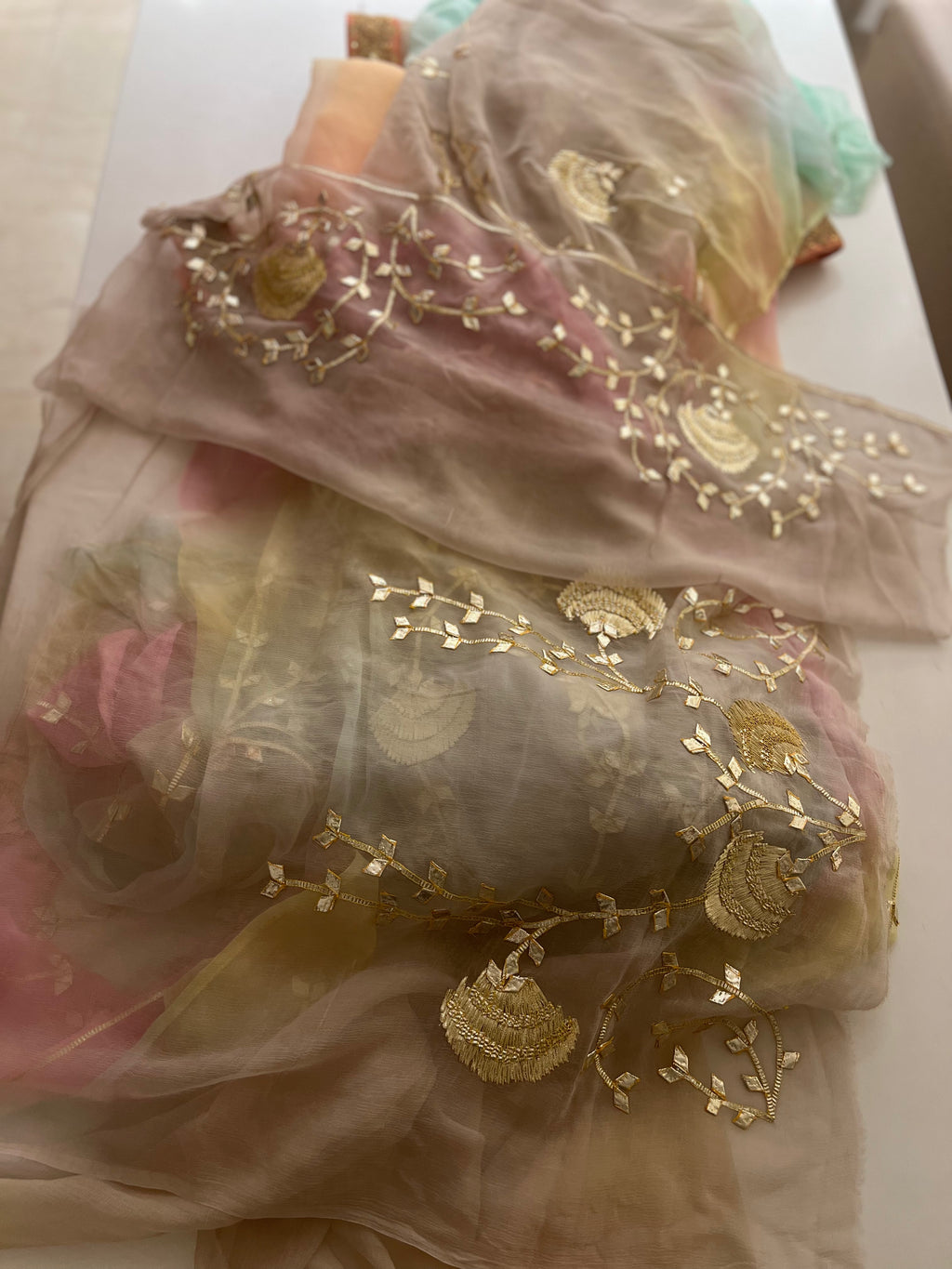 Rajwada Kacha Gotapatti rajputi chiffon saree