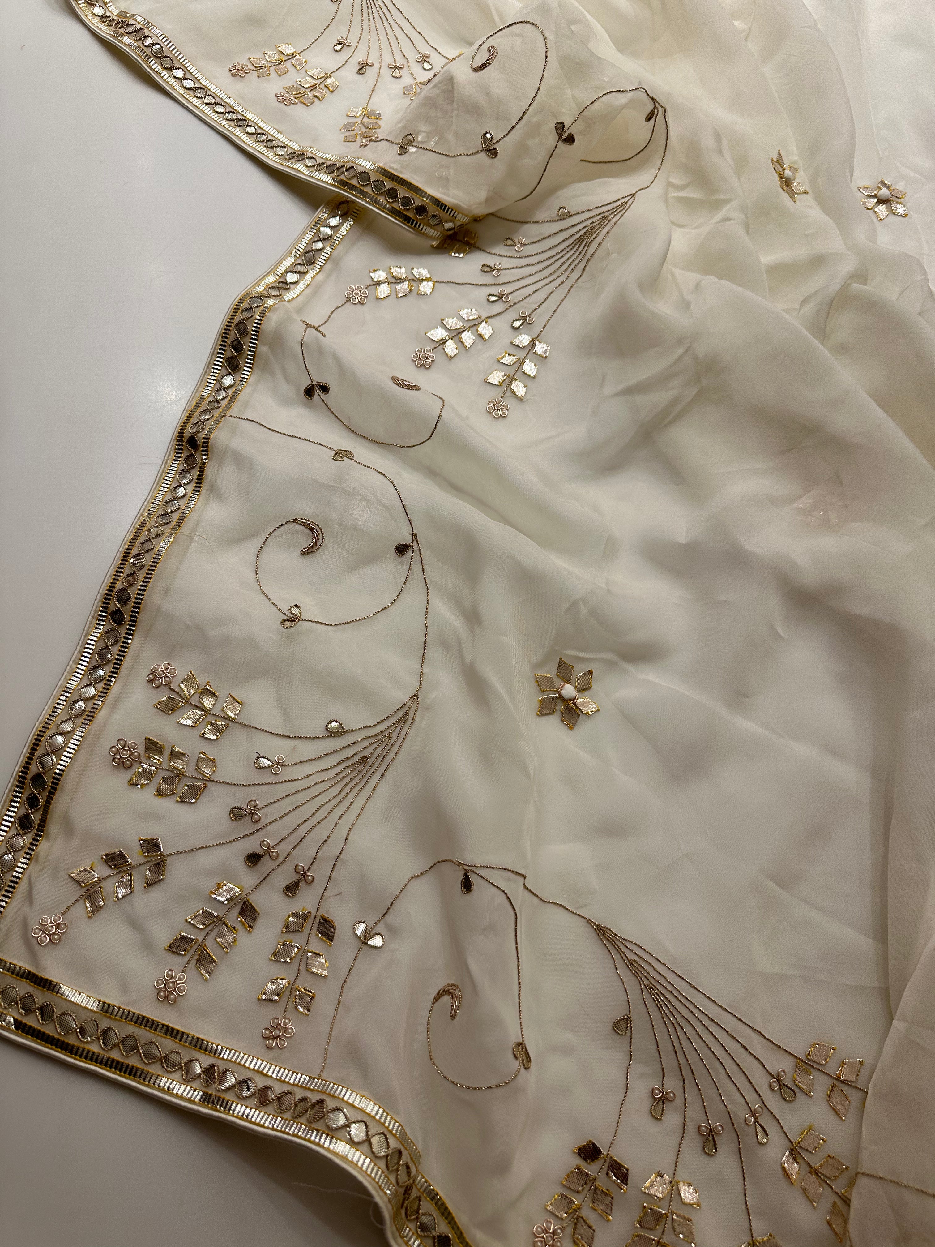 Padmini Cream organza saree