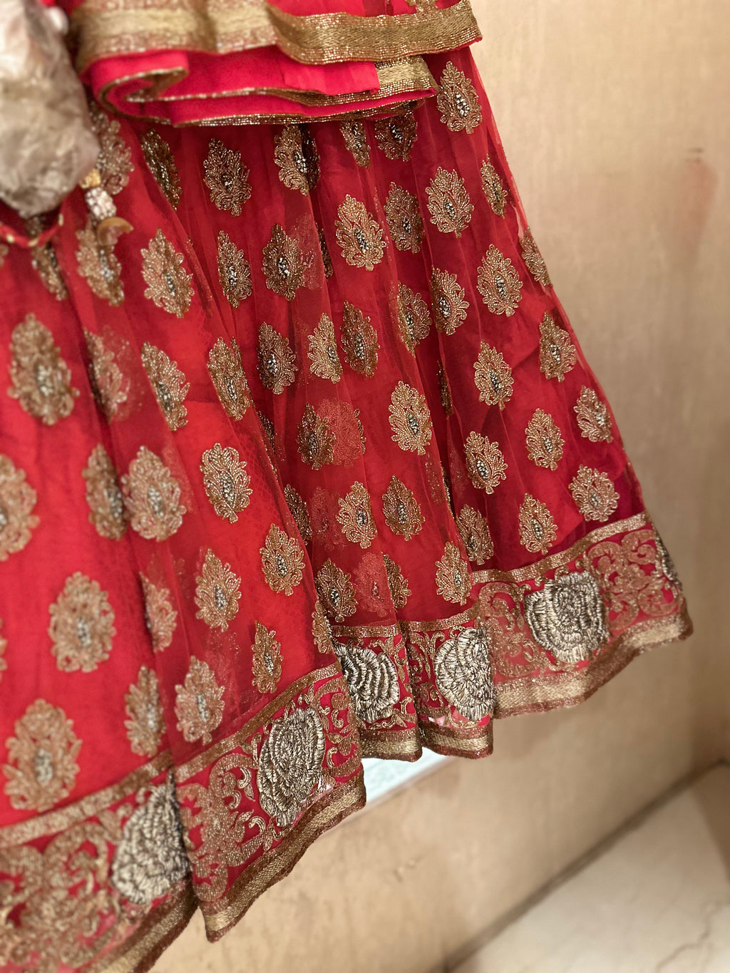 Handwork heavy net lehenga set