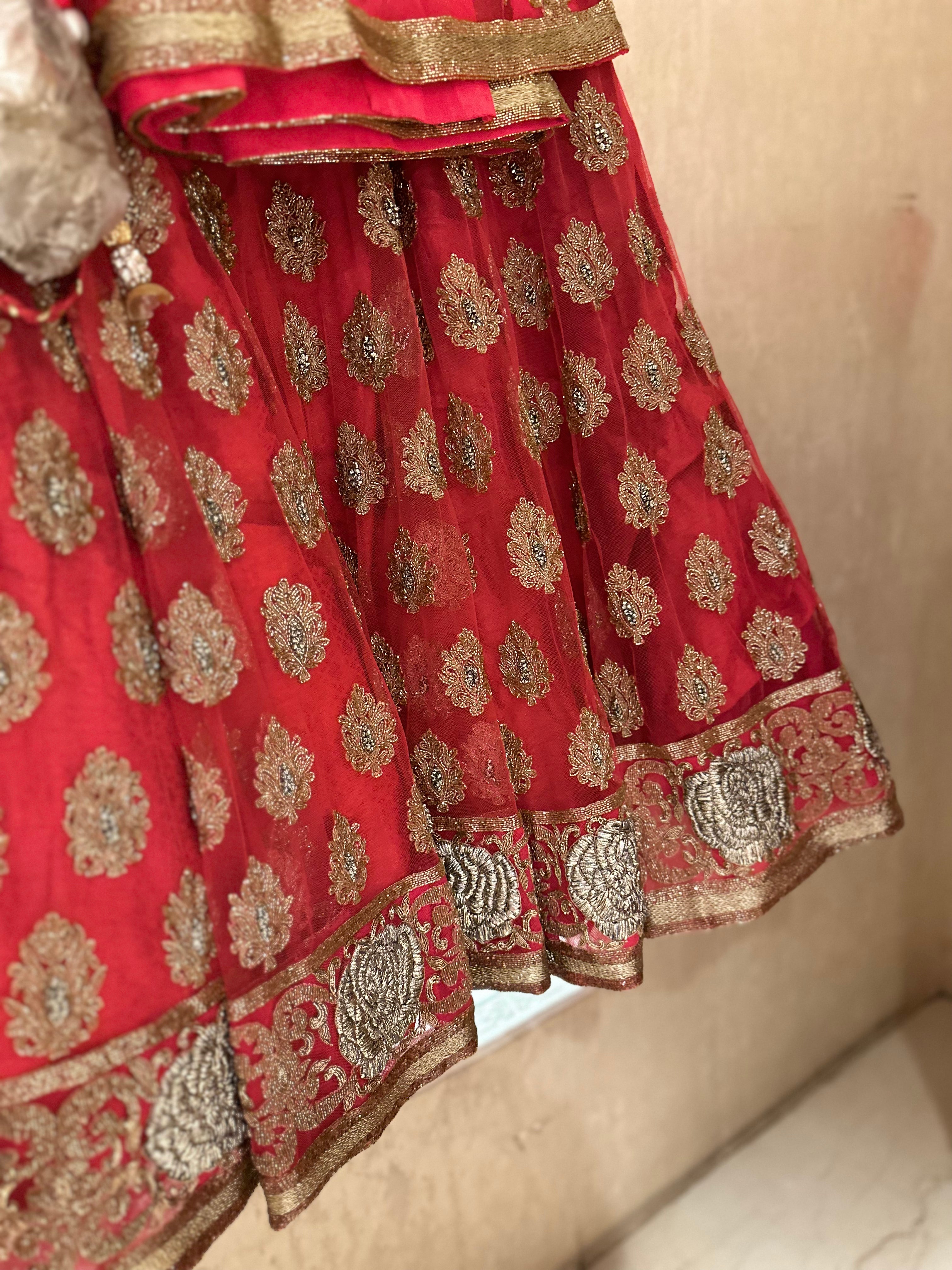 Handwork heavy net lehenga set