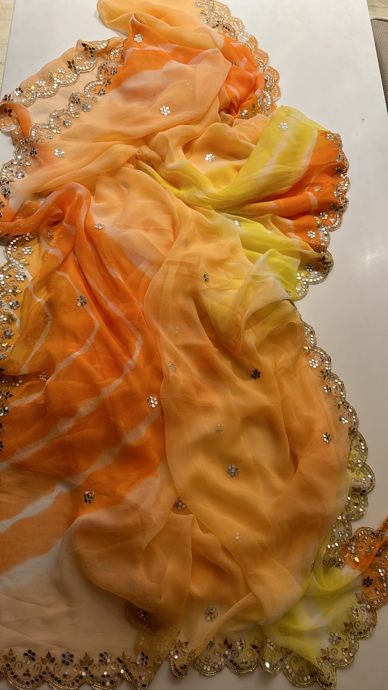 Lehriya chiffon saree