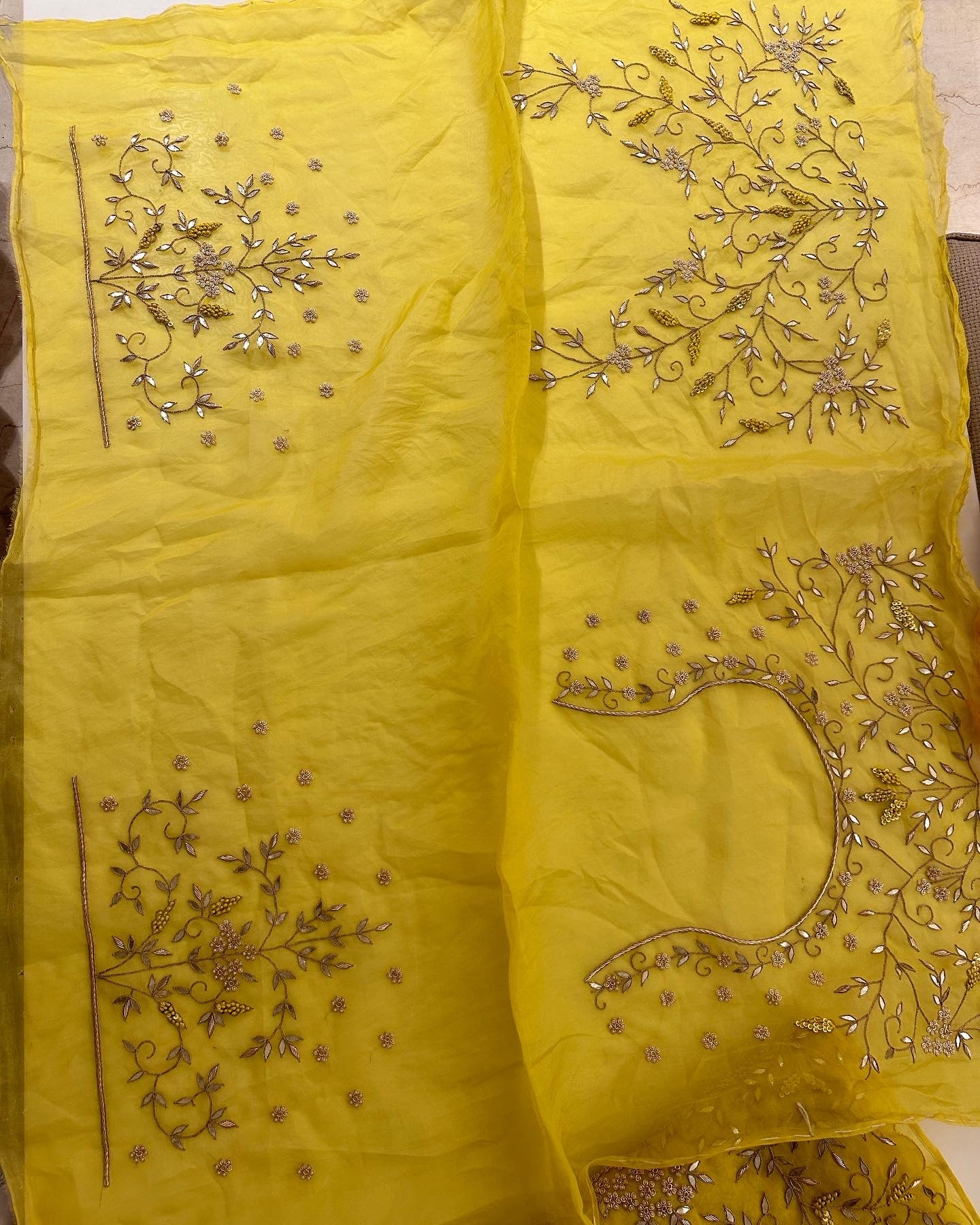 Sunshine Yellow pure Organza saree