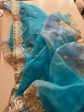 Pure kotasilk Aqua and Ice Blue shaded