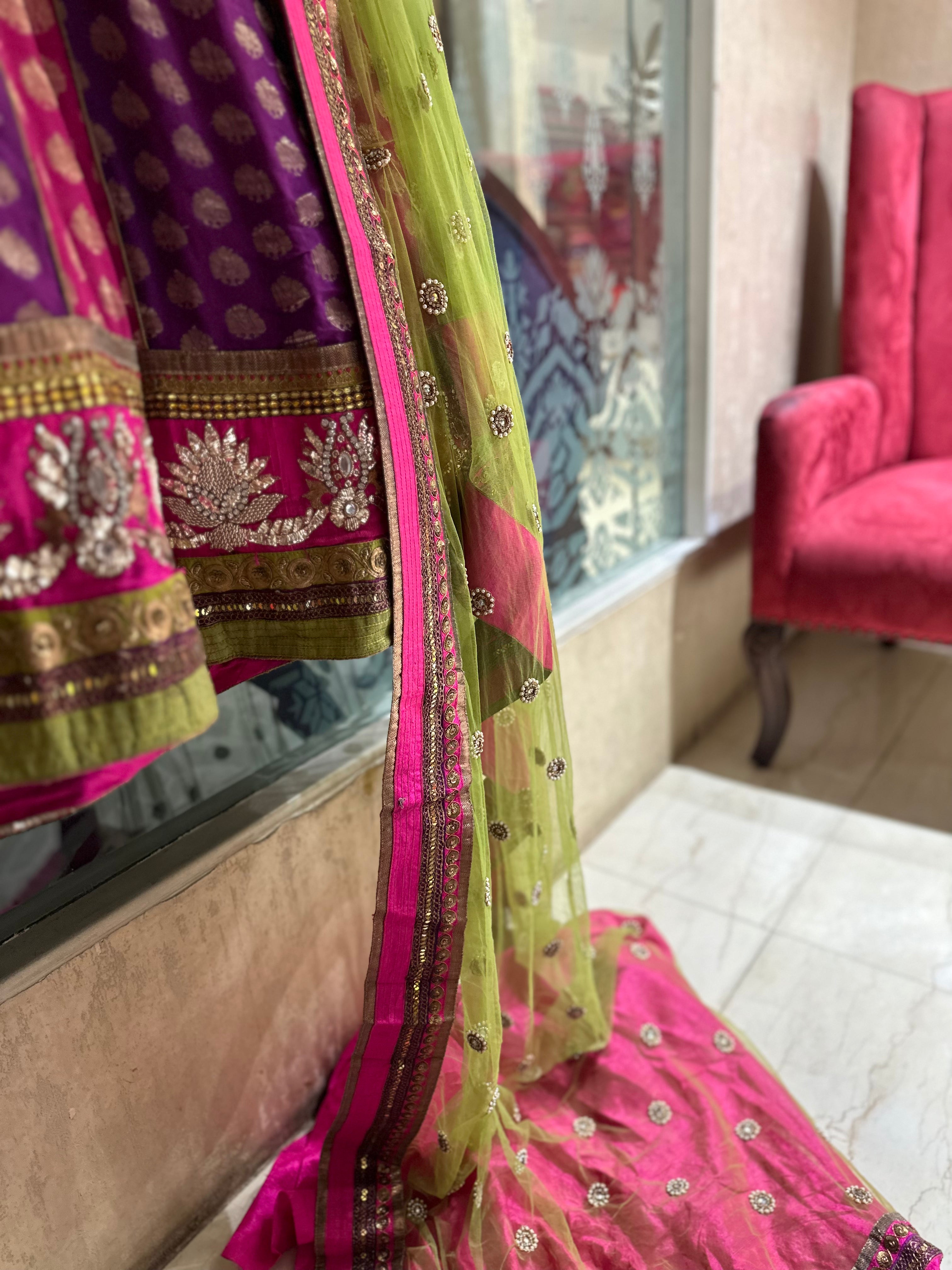 Pure Georgette zari lehenga set