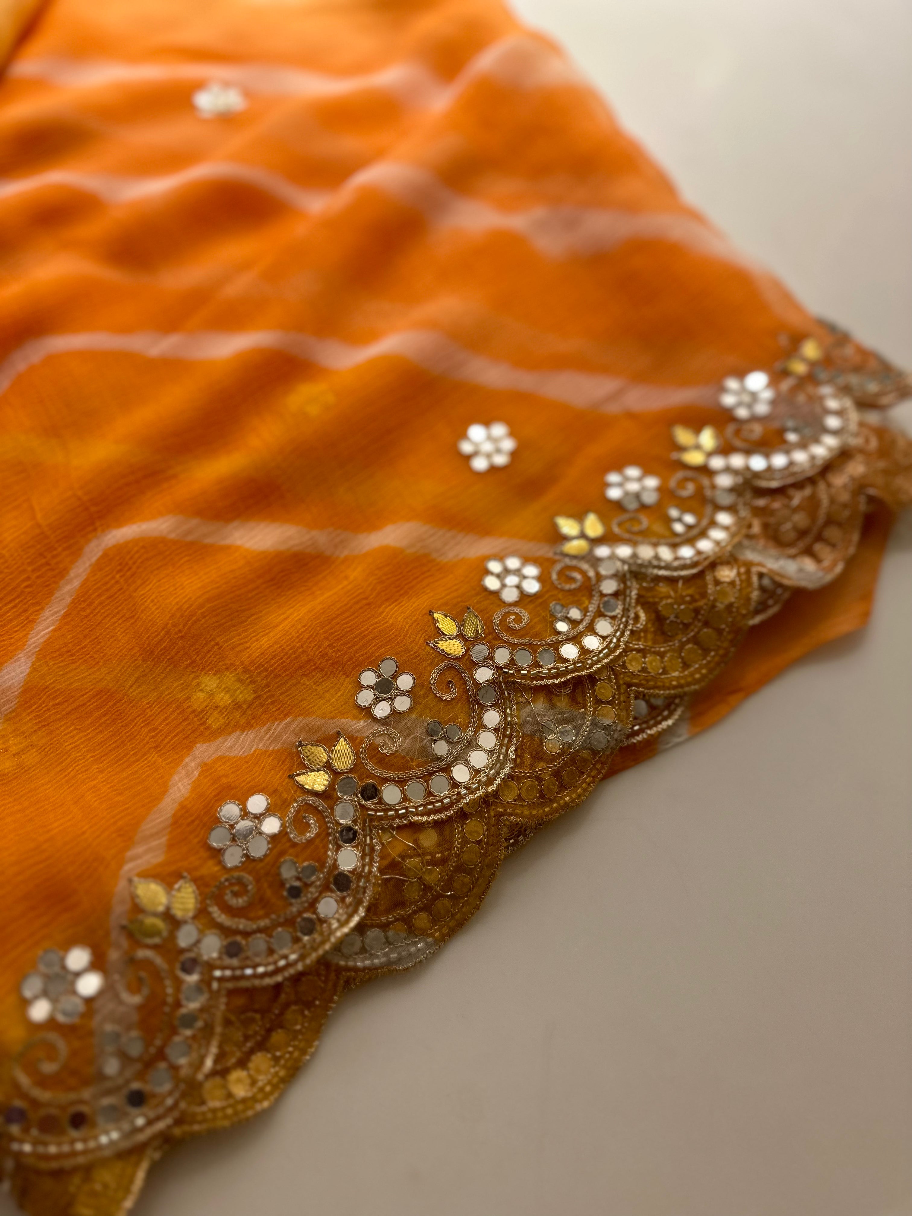 Lehriya chiffon saree
