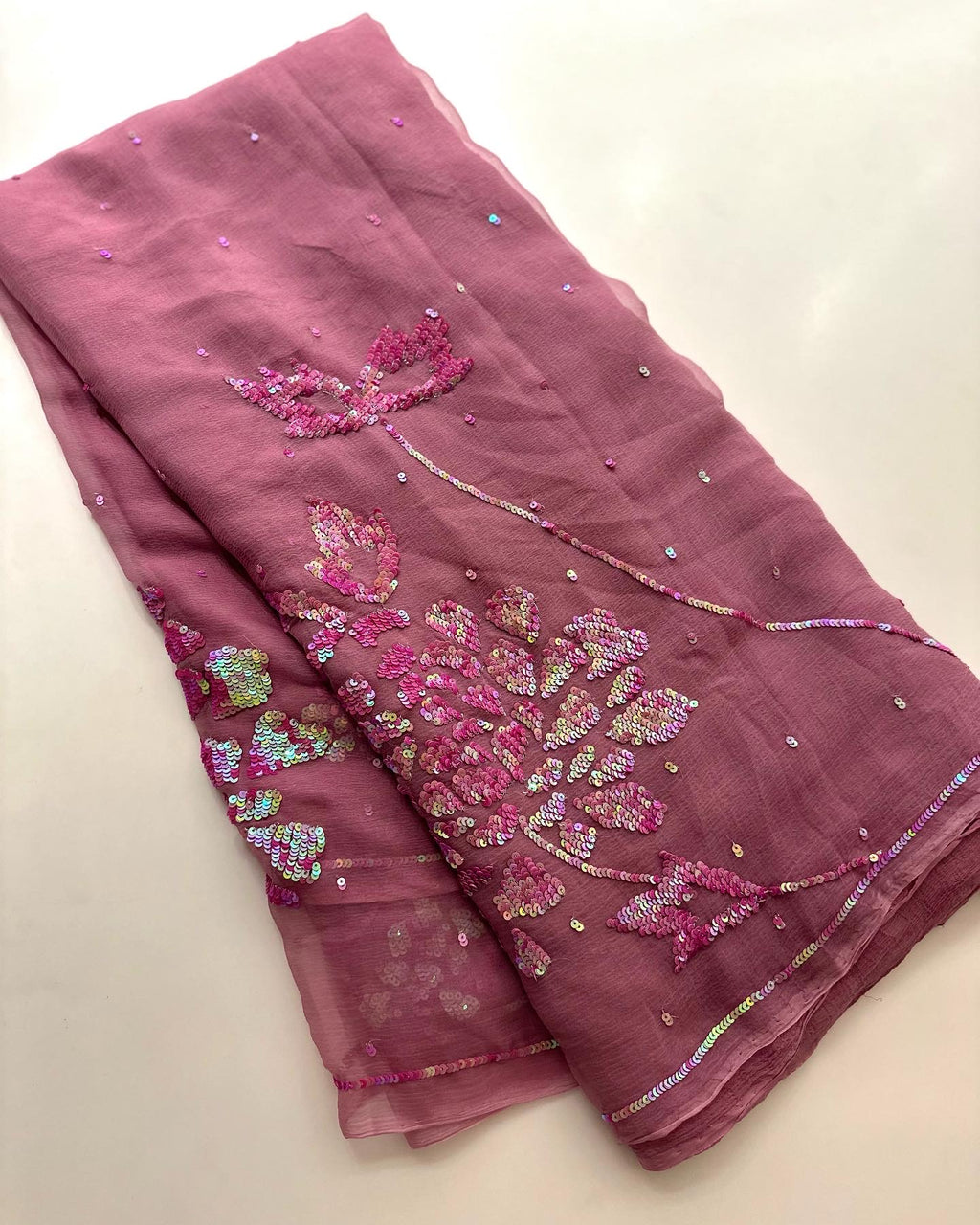 Plum Chiffon saree