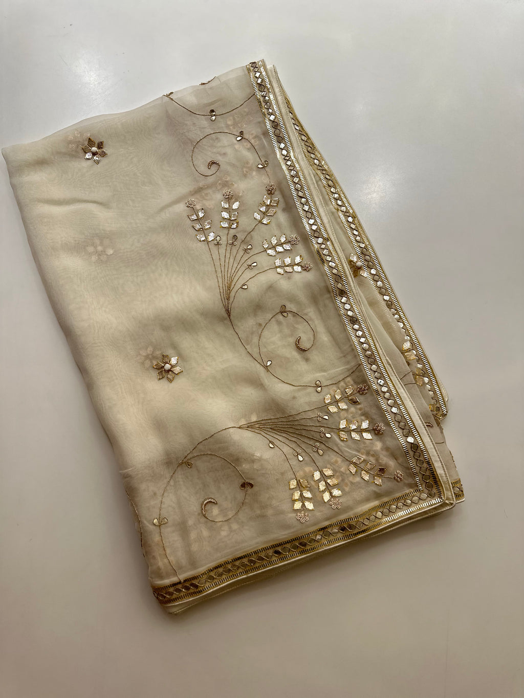 Padmini Cream organza saree