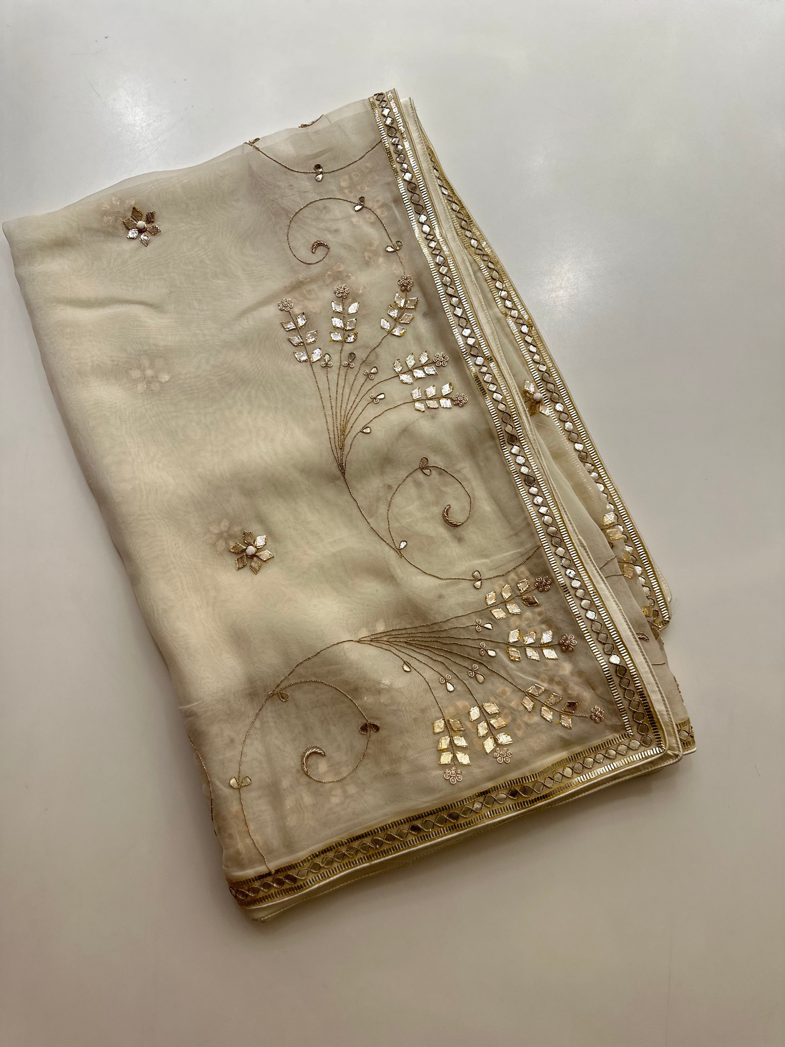 Padmini Cream organza saree