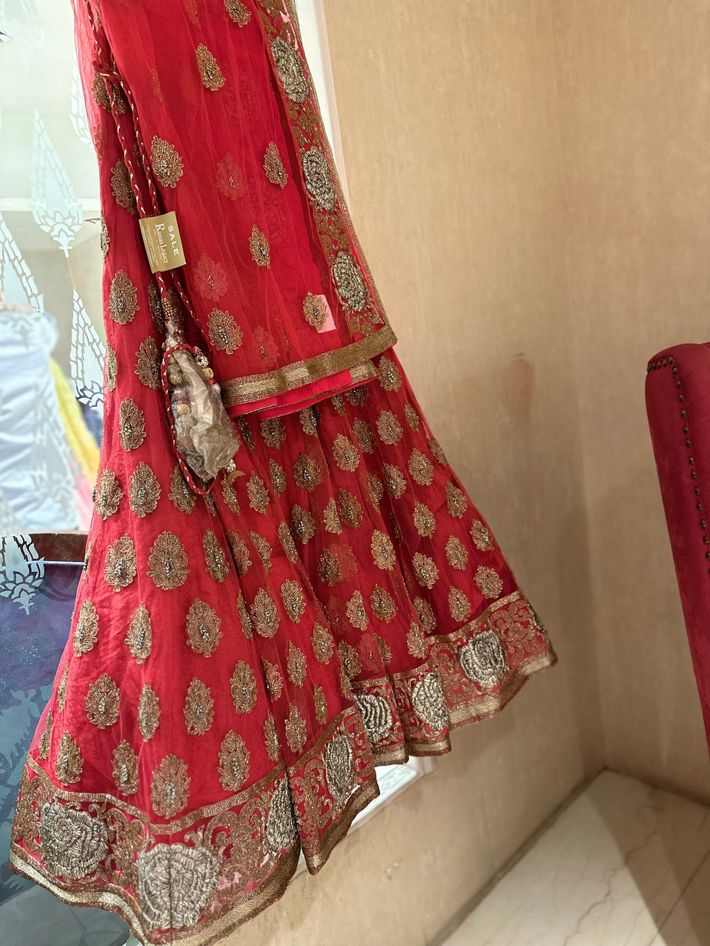 Handwork heavy net lehenga set