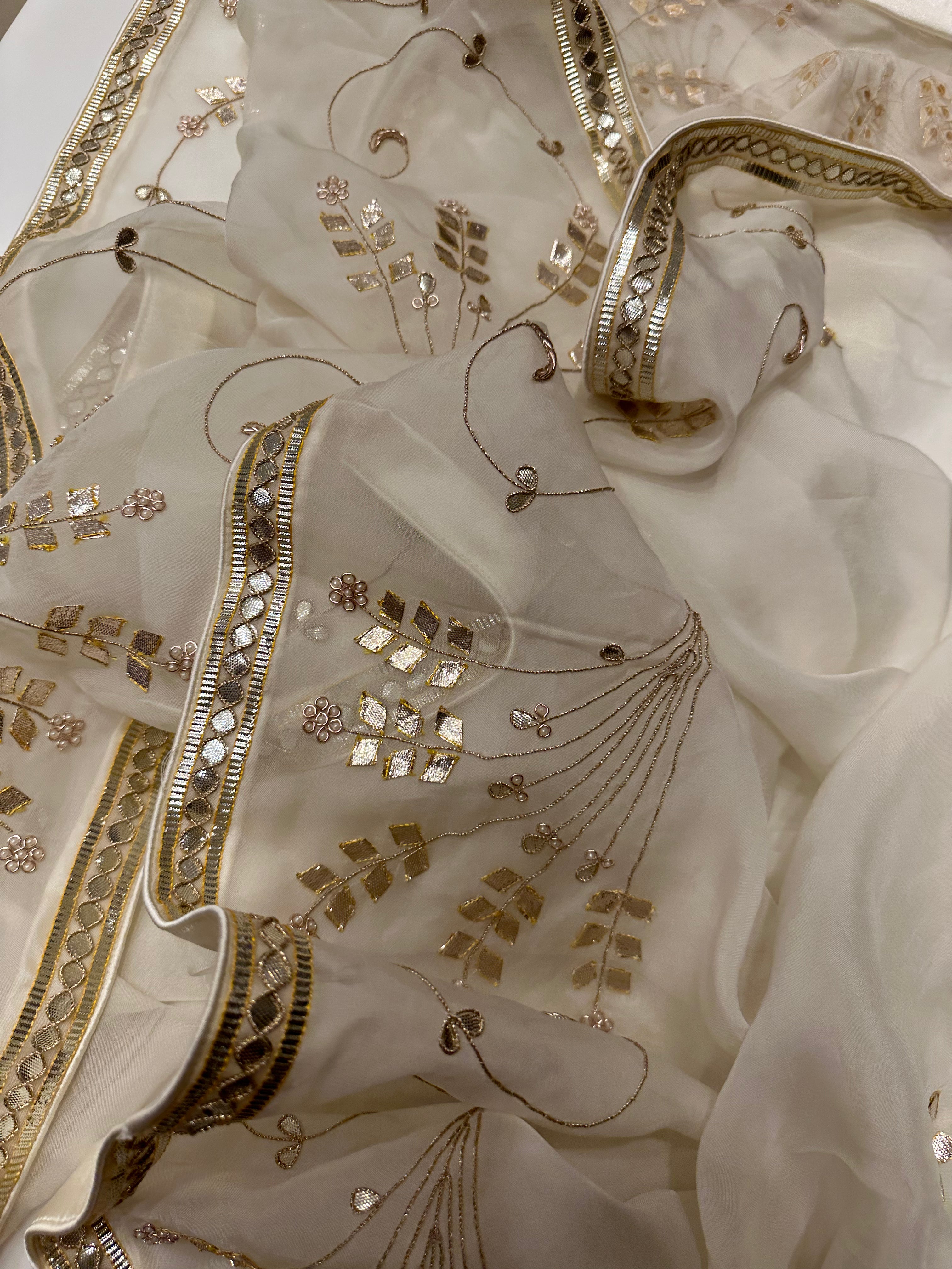 Padmini Cream organza saree