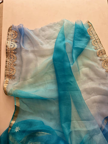 Pure kotasilk Aqua and Ice Blue shaded