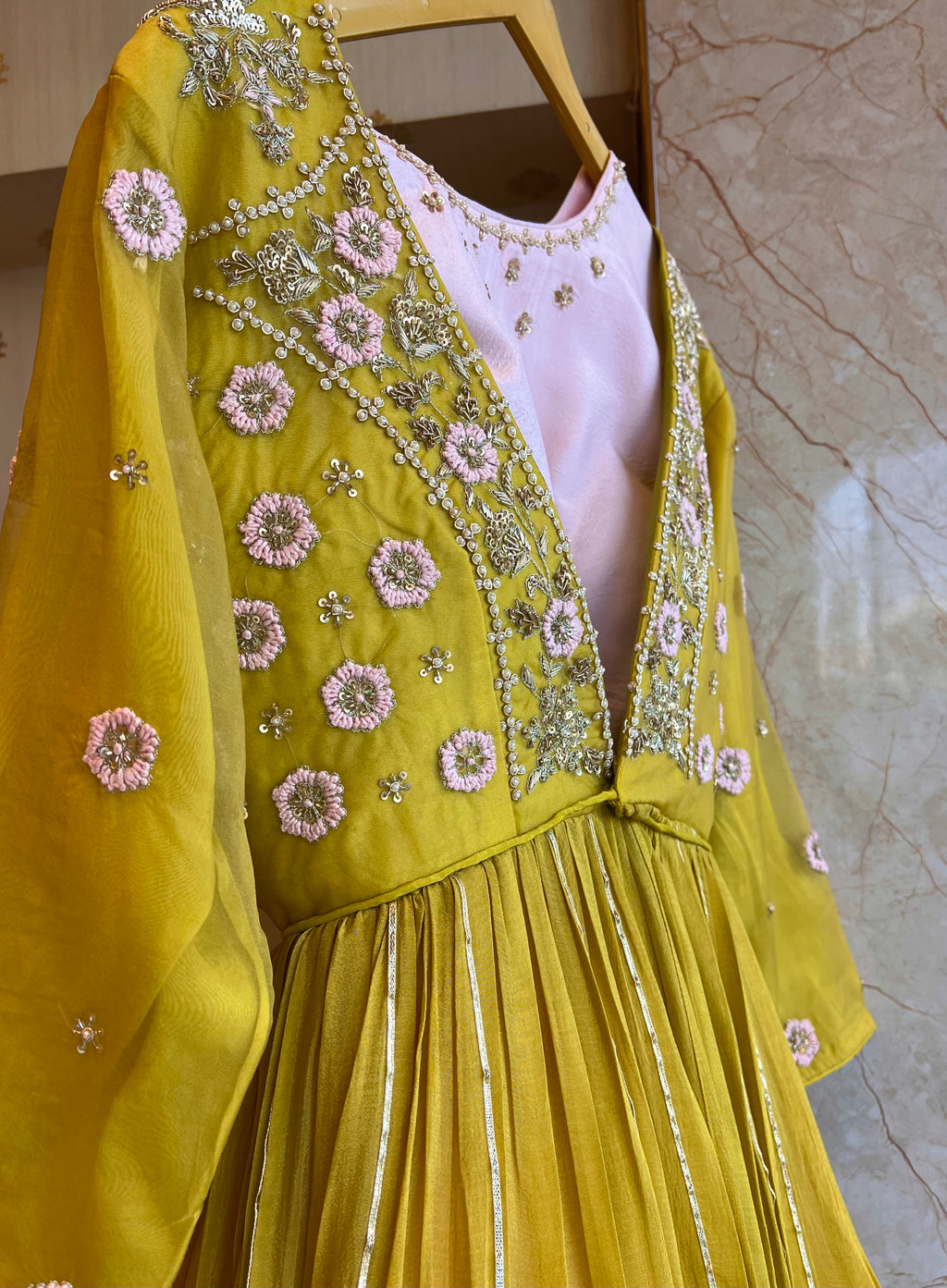 Indo western crop top skirt with jacket