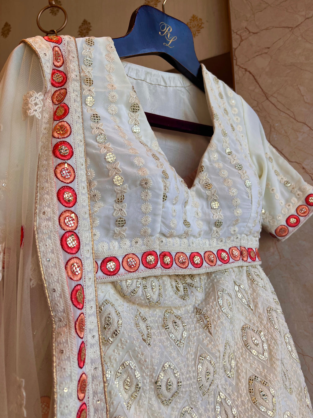 Lucknowi light georgette lehenga