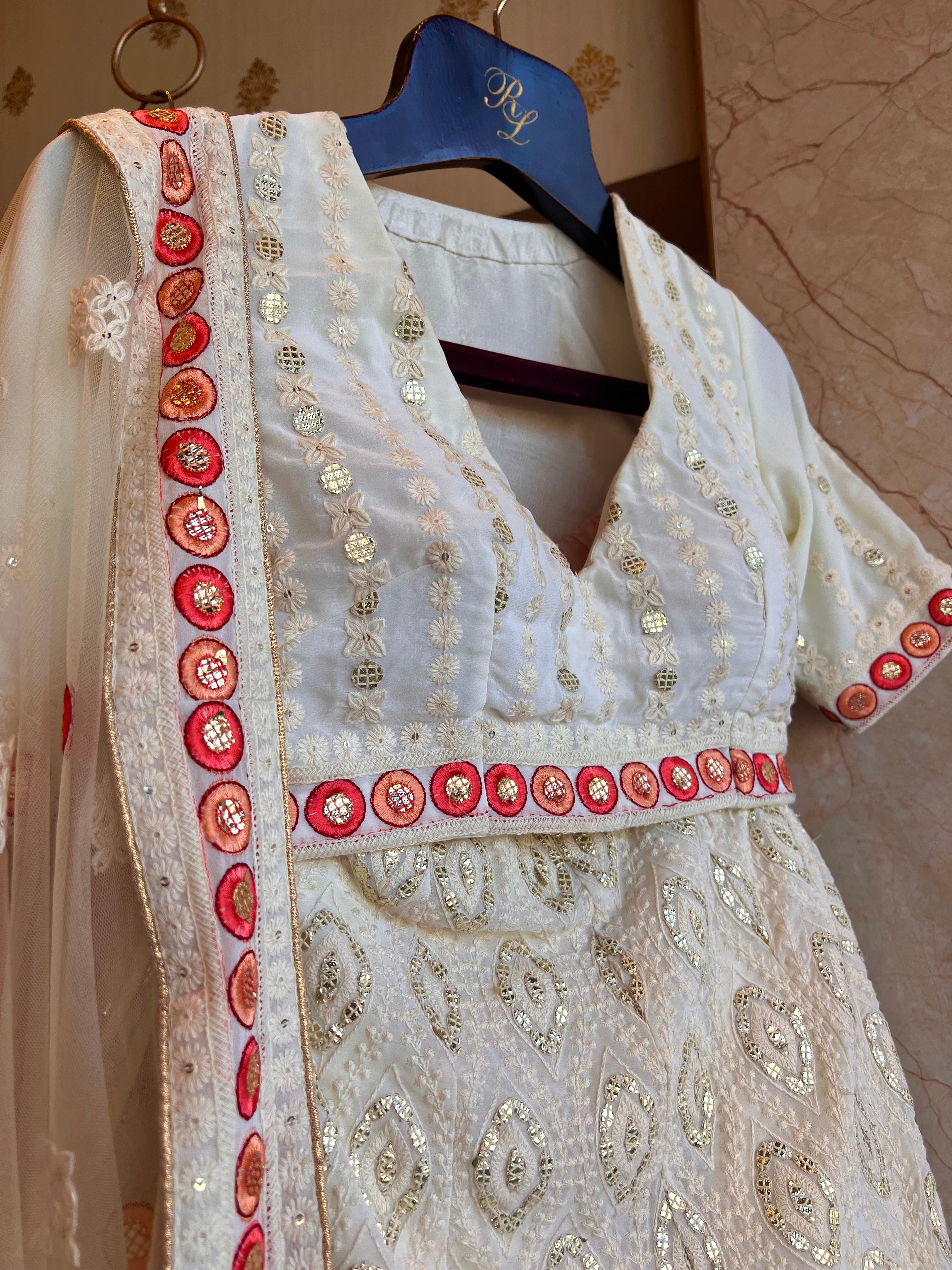 Lucknowi light georgette lehenga