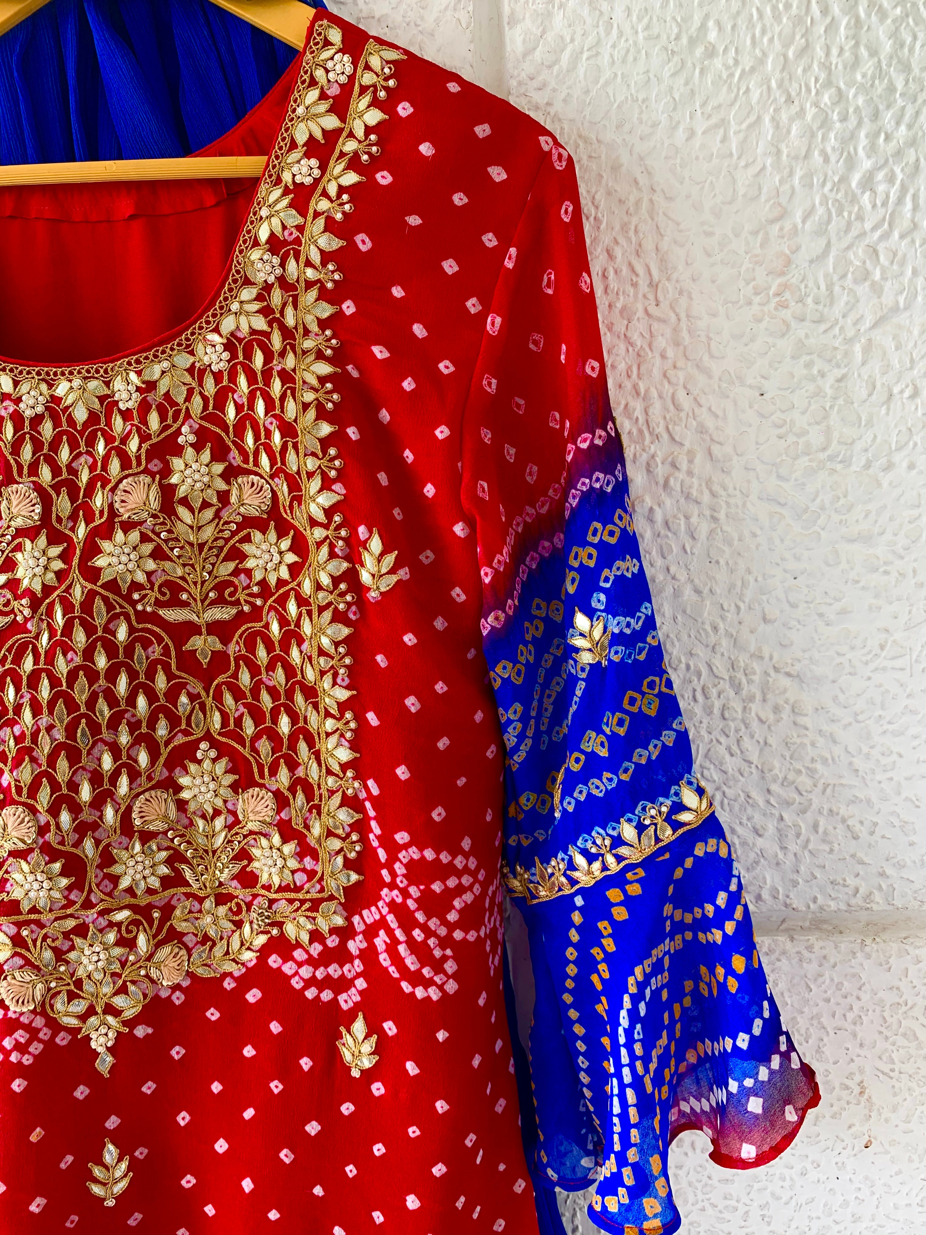 Traditional suit bandhej sharara
