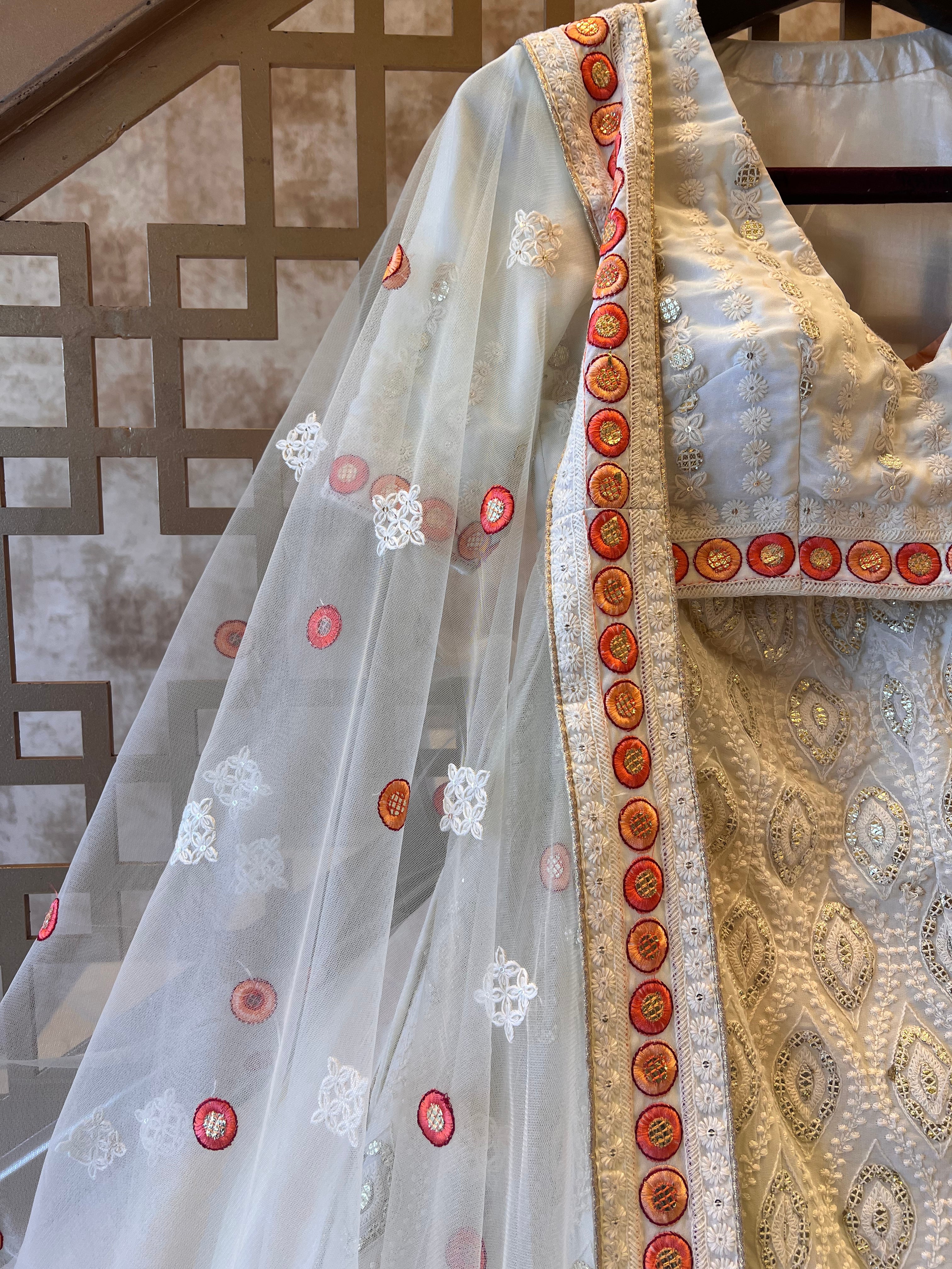Lucknowi light georgette lehenga