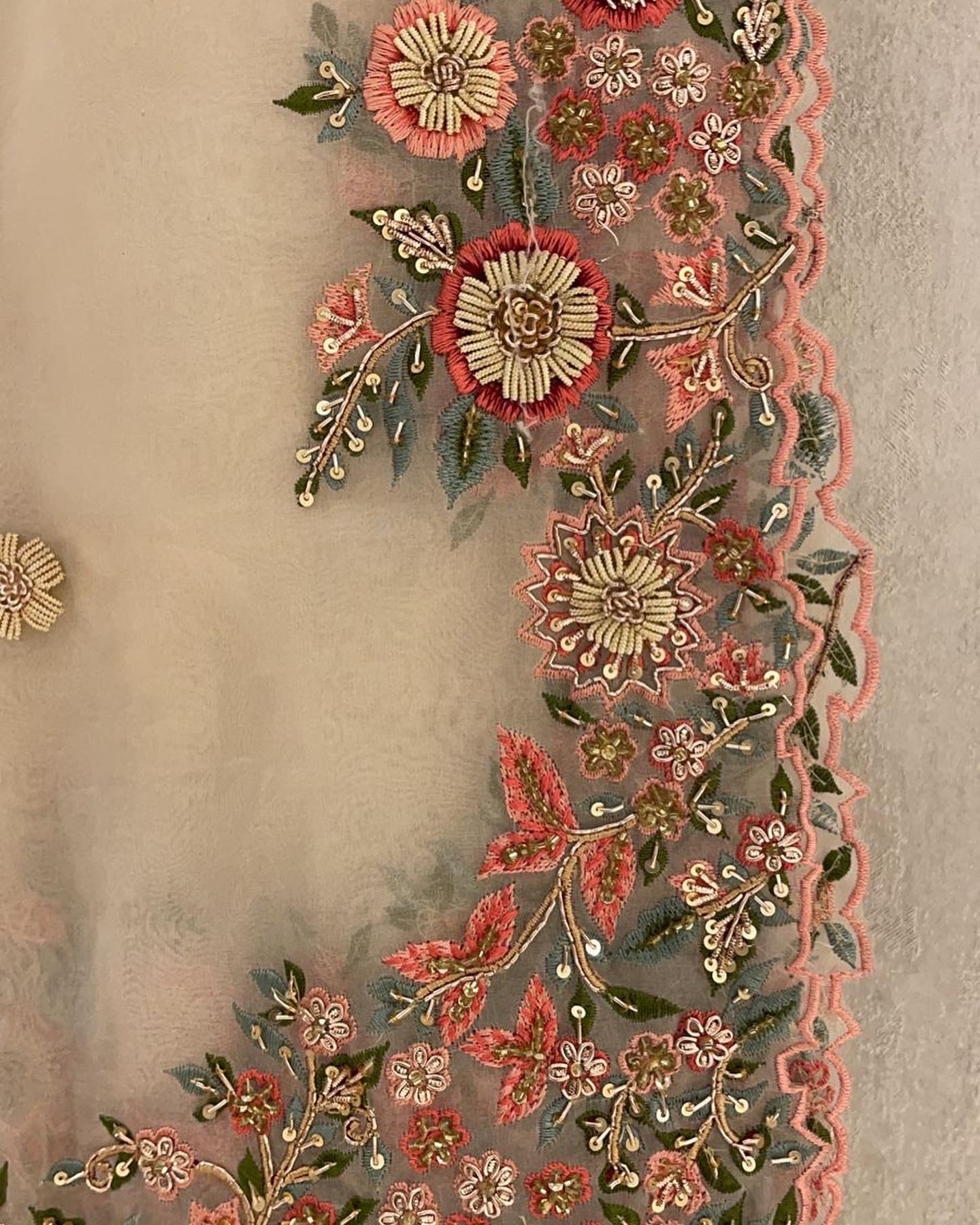 Ivory handwork exclusive Organza saree