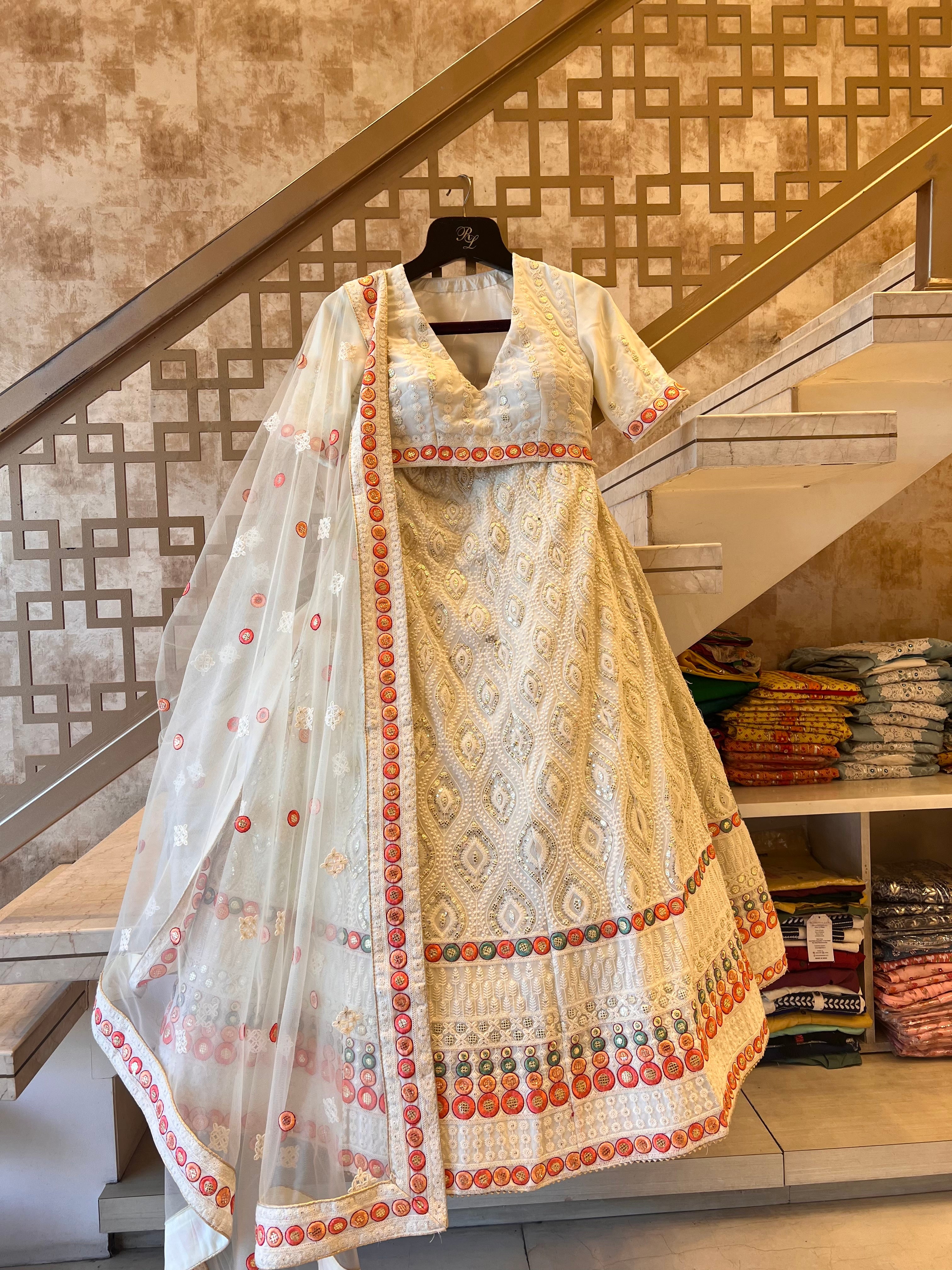 Lucknowi light georgette lehenga