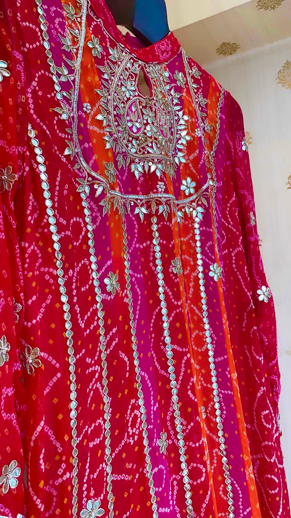 Bandhani suit Gotapatti handwork