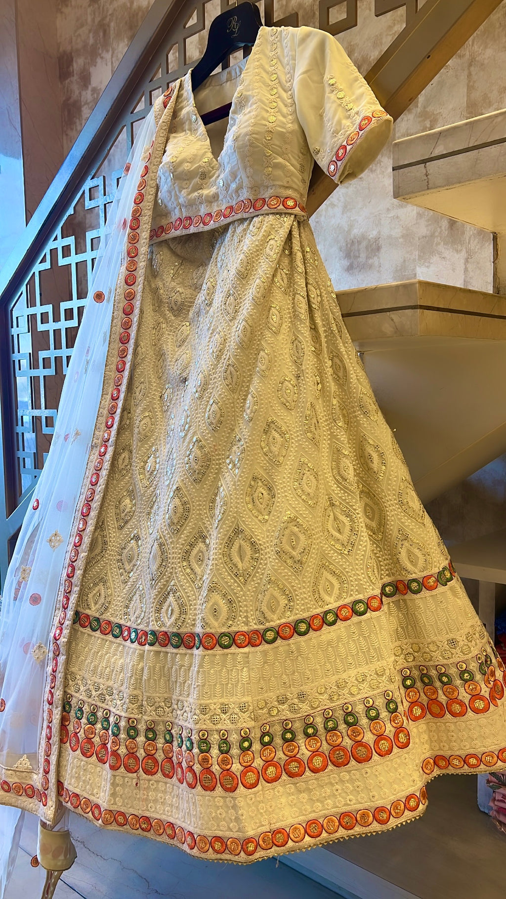 Lucknowi light georgette lehenga