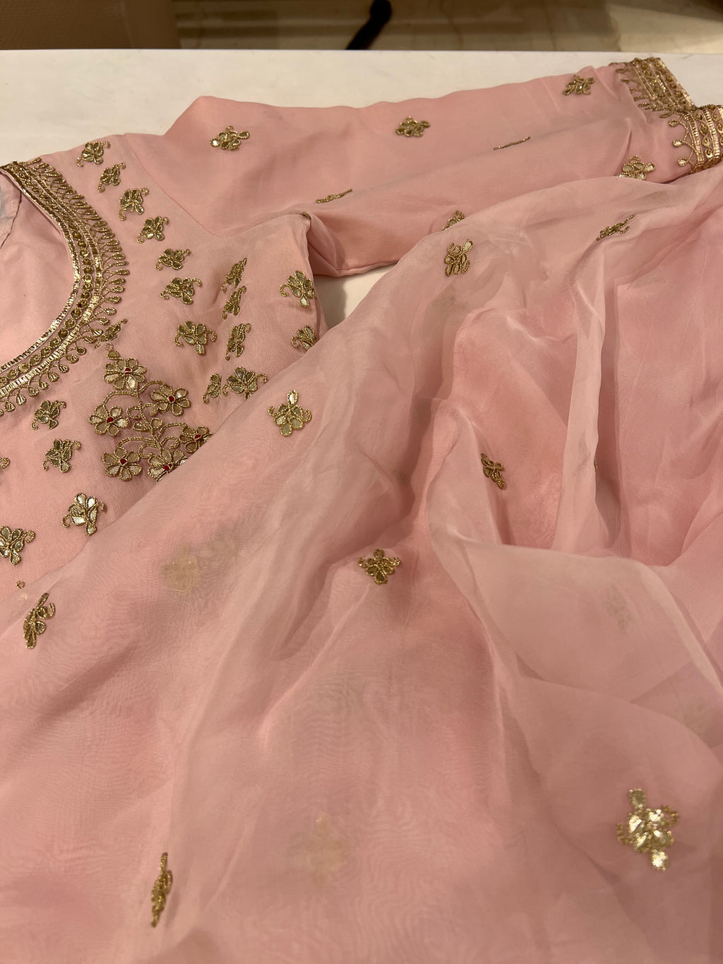 Daisy gotapatti flower Organza saree