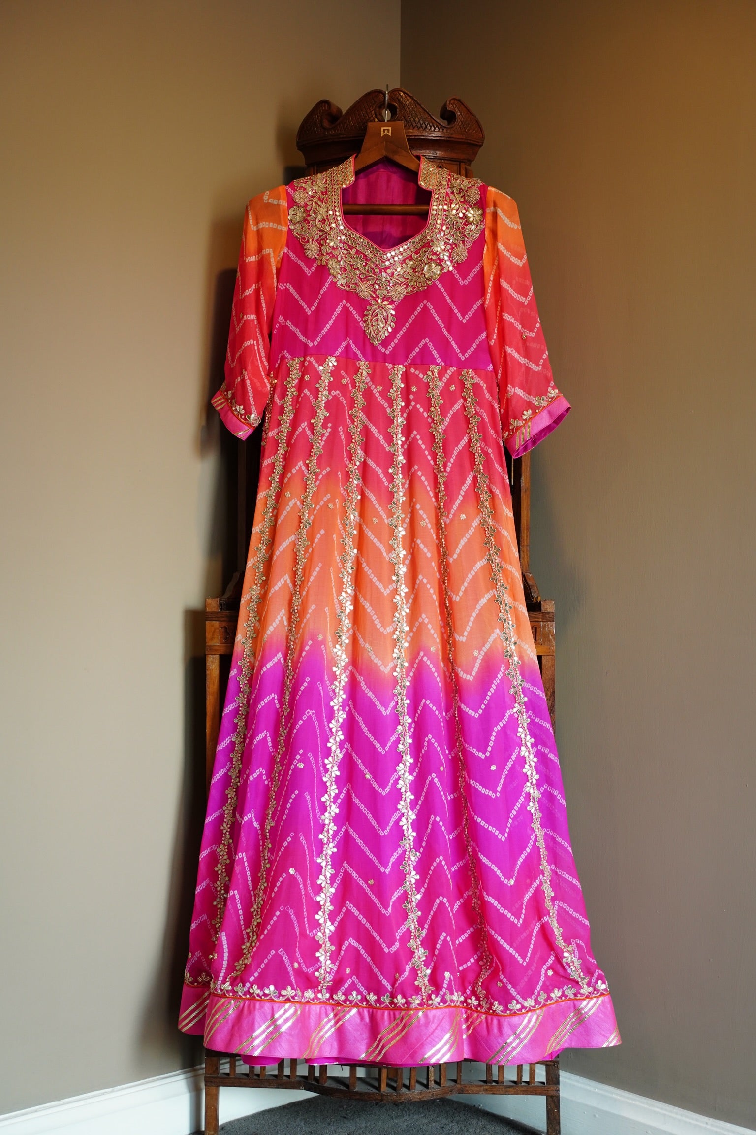 Bandhej Gotapatti Anarkali floor length