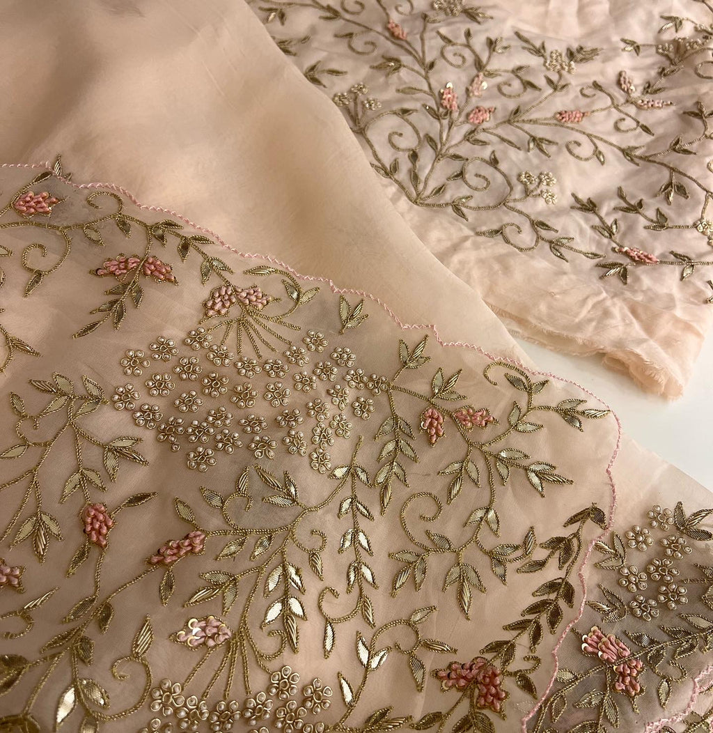 Organza peach saree