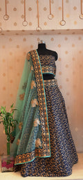 Navy Jal Work Lehenga