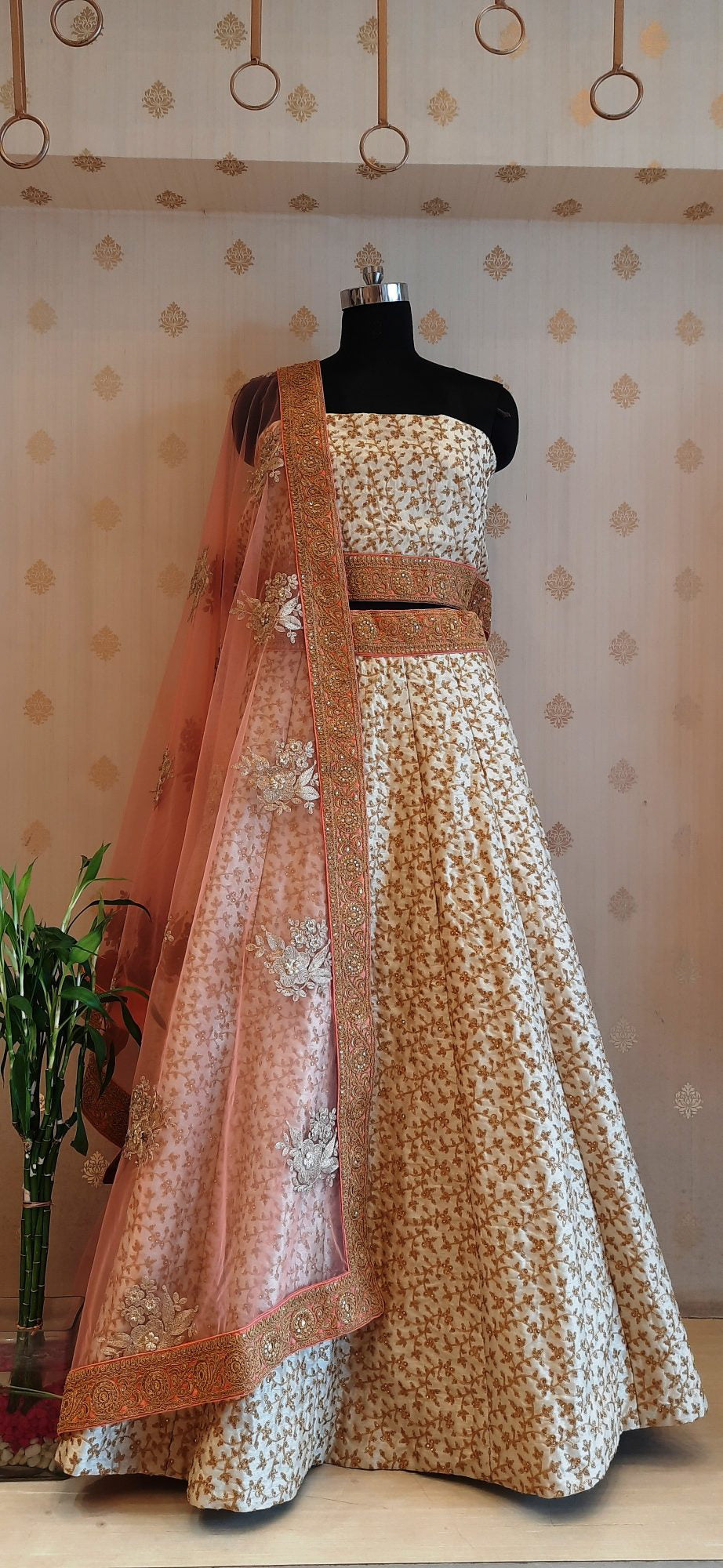 Navy Jal Work Lehenga