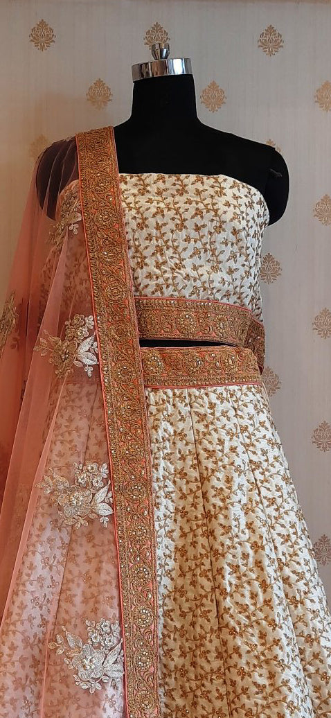 Navy Jal Work Lehenga
