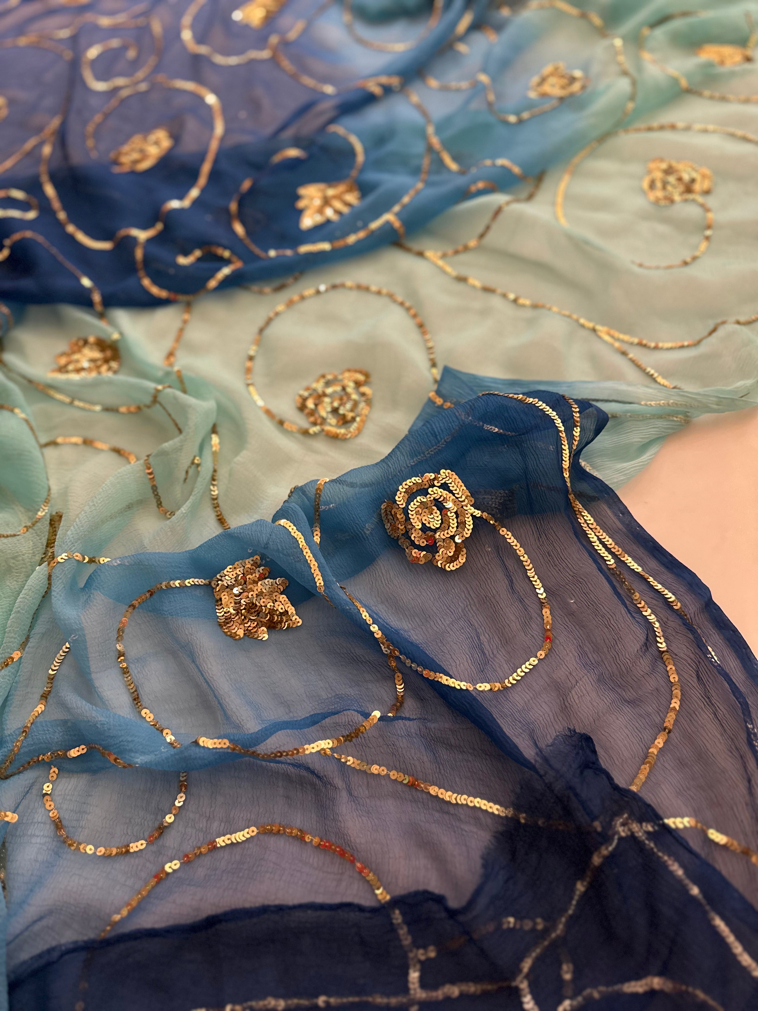 Morni Gold All over sequins Jal saree