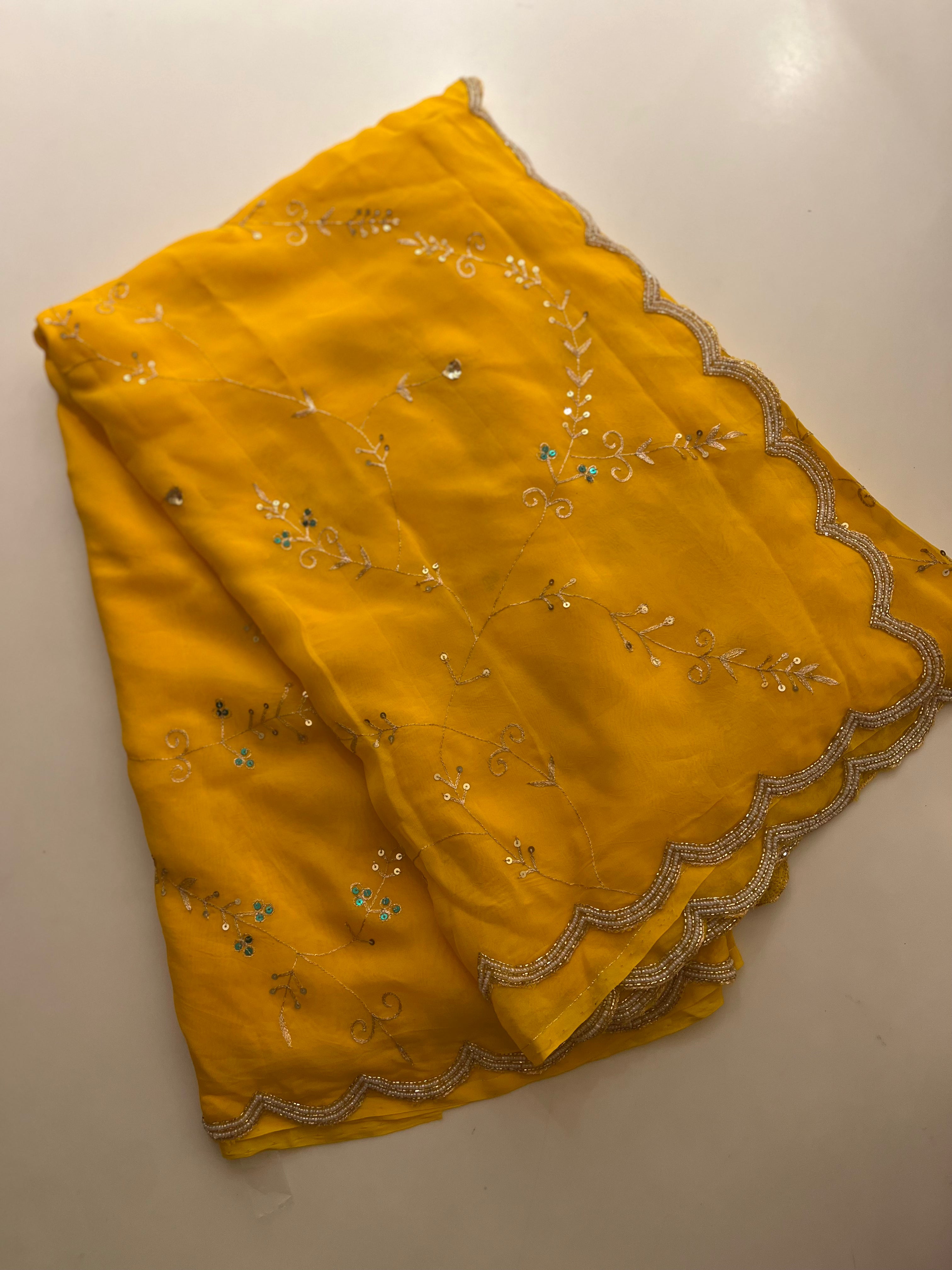 Mango yellow alia organza saree