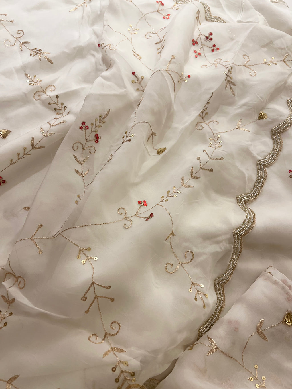 Alia bhatt Cream organza saree